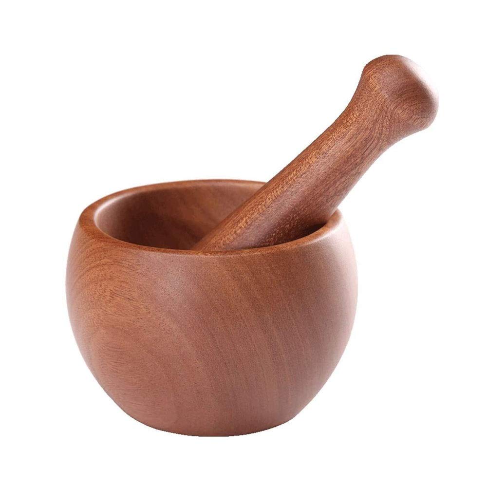 Premium Wooden Mortar and Pestle Set - Natural Spice Grinder for Pepper, Garlic & Herbs - Easy to Use & Clean - Perfect for Crushing, Grinding & Mashing Spices, Herbs & Medicine - Ideal for Cooking, Baking & Herbal Remedies