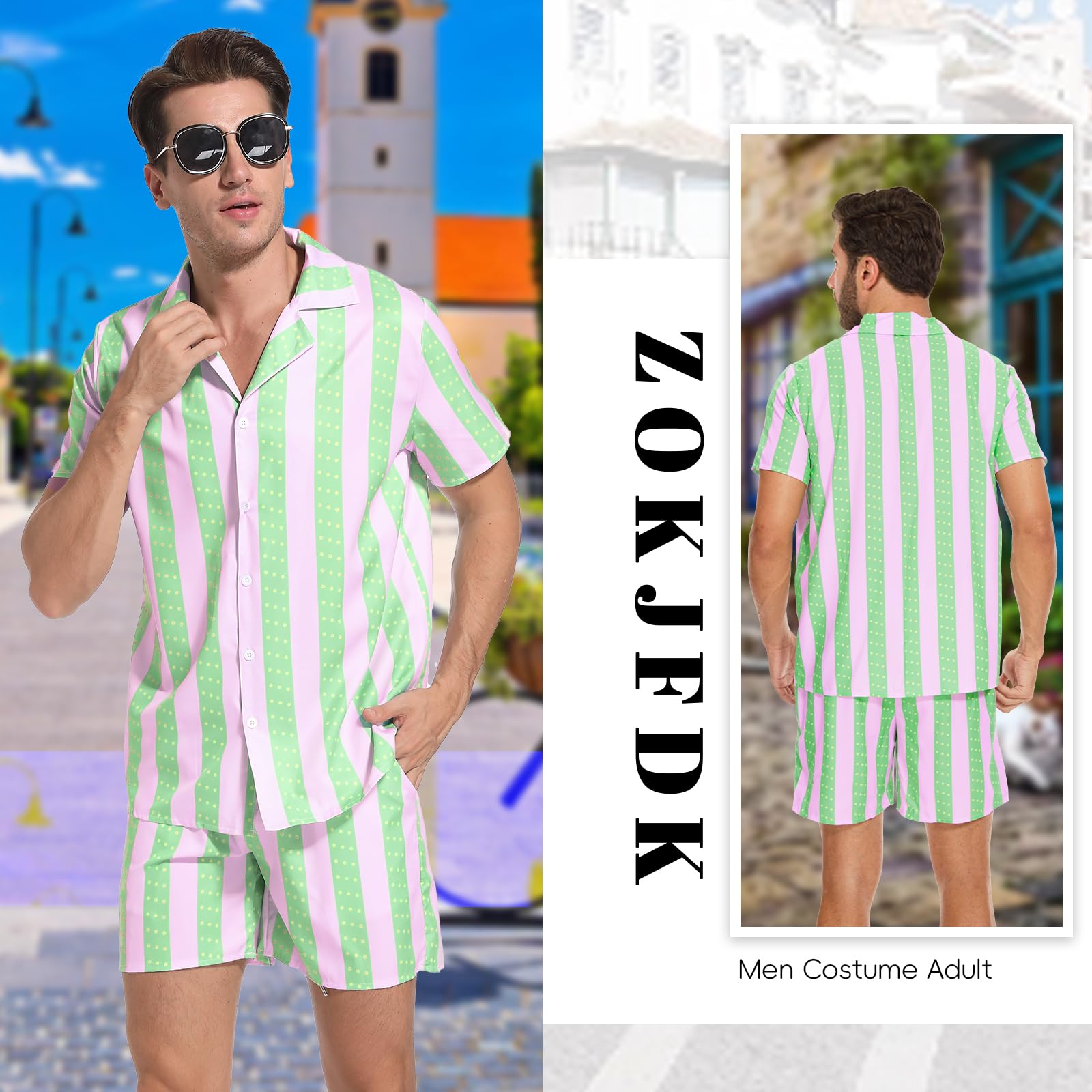 Men's Cosplay Costume Set - Halloween Party Outfit with Shirt & Shorts for Beach, Dress-Up & Adult Role Play | Perfect for Halloween, Cosplay Events & Themed Parties