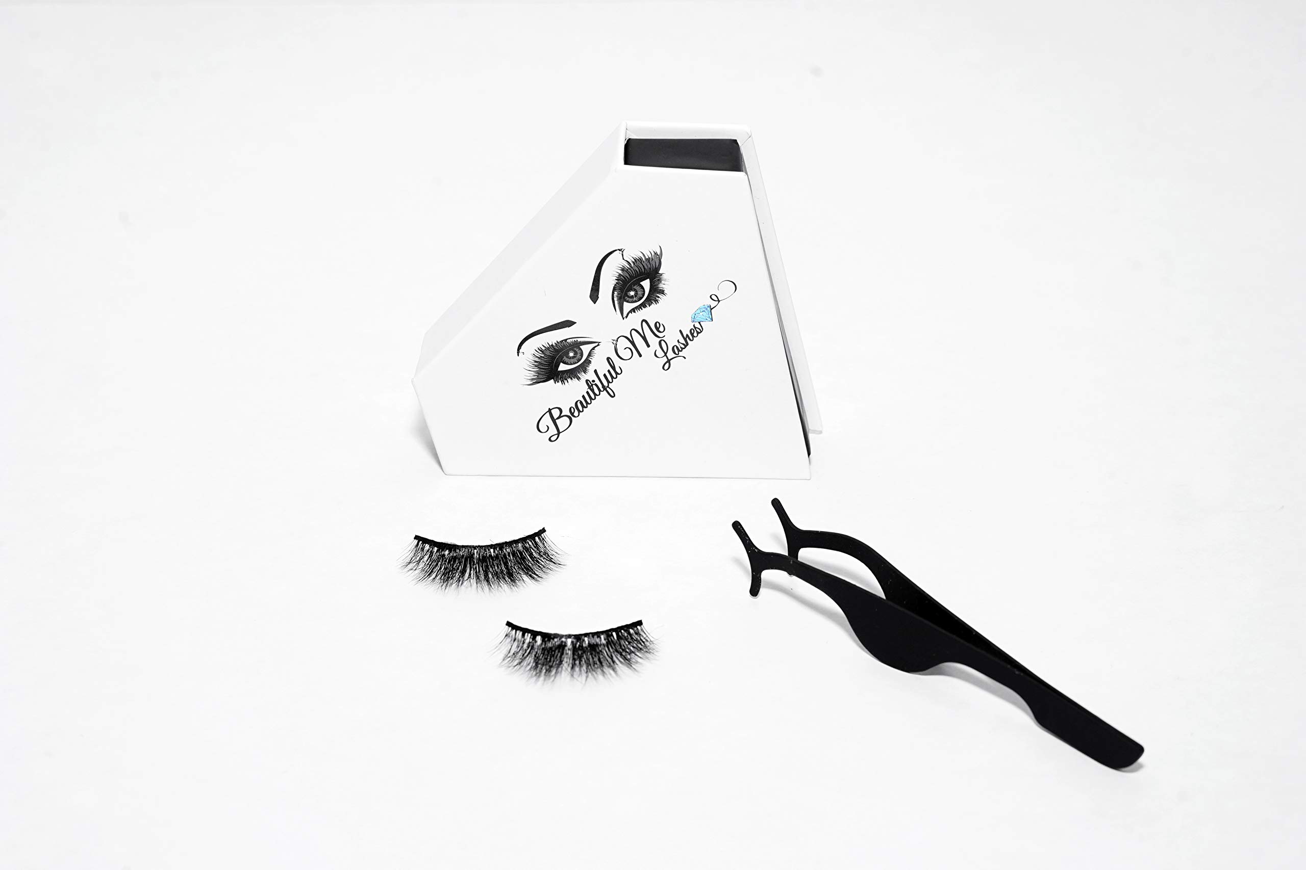 100% Dramatic 3D Siberian Handmade Mink Eyelash Extensions - Cruelty Free, Reusable Up to 20 Times - Includes Applicator & Beautiful Me Lash Box (Naturally Naughty Style A01) - Perfect for Parties, Weddings & Special Occasions