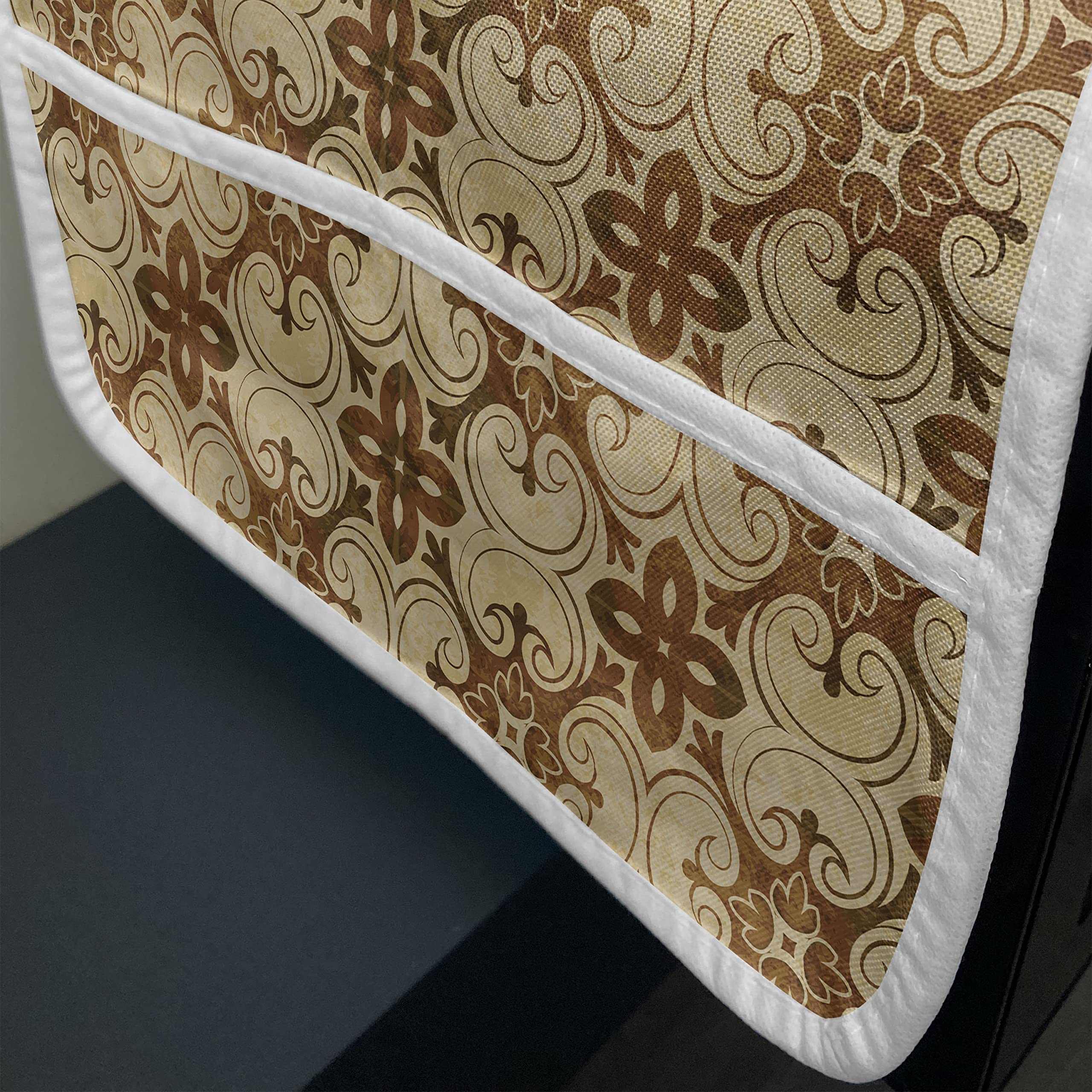 Ambesonne Microwave Oven Cover - Water Resistant Fleur de Lis Victorian Floral Design, Beige Pale Caramel, 36
