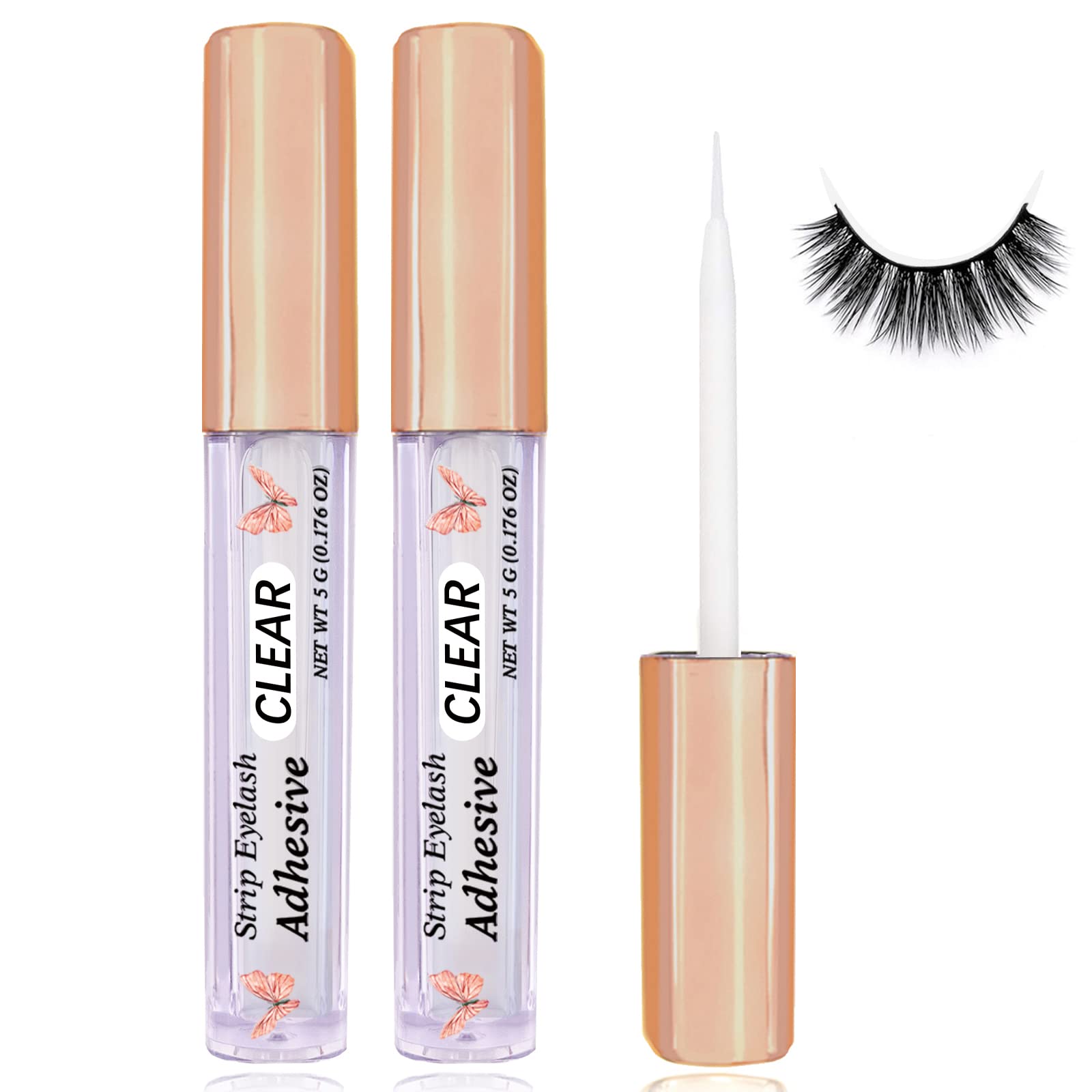Super Strong False Eyelash Glue - Waterproof, Latex-Free Eyelash Adhesive for Sensitive Eyes (2 Pack Clear) | Perfect for Daily Wear, Special Occasions & Professional Makeup Artists