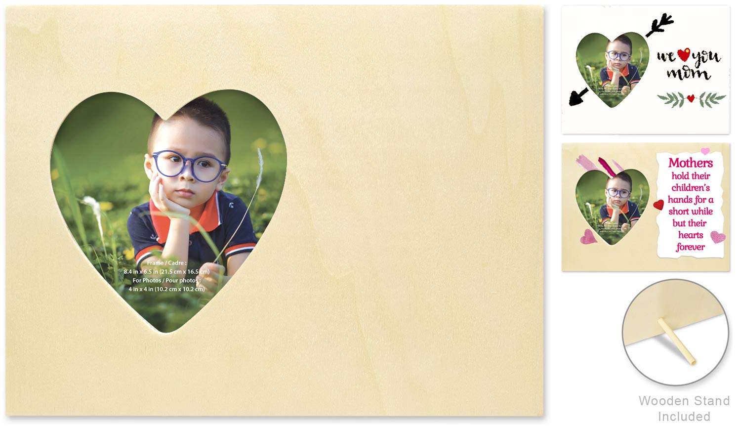 Unfinished Wood Frame Valentine's Day Crafts for Kids - DIY Natural Wood Picture Frame Kit to Paint - Heart-Shaped Wooden Frame for Valentine's Day Decor, Kids' Art Projects & Home Decor (1 Pack)