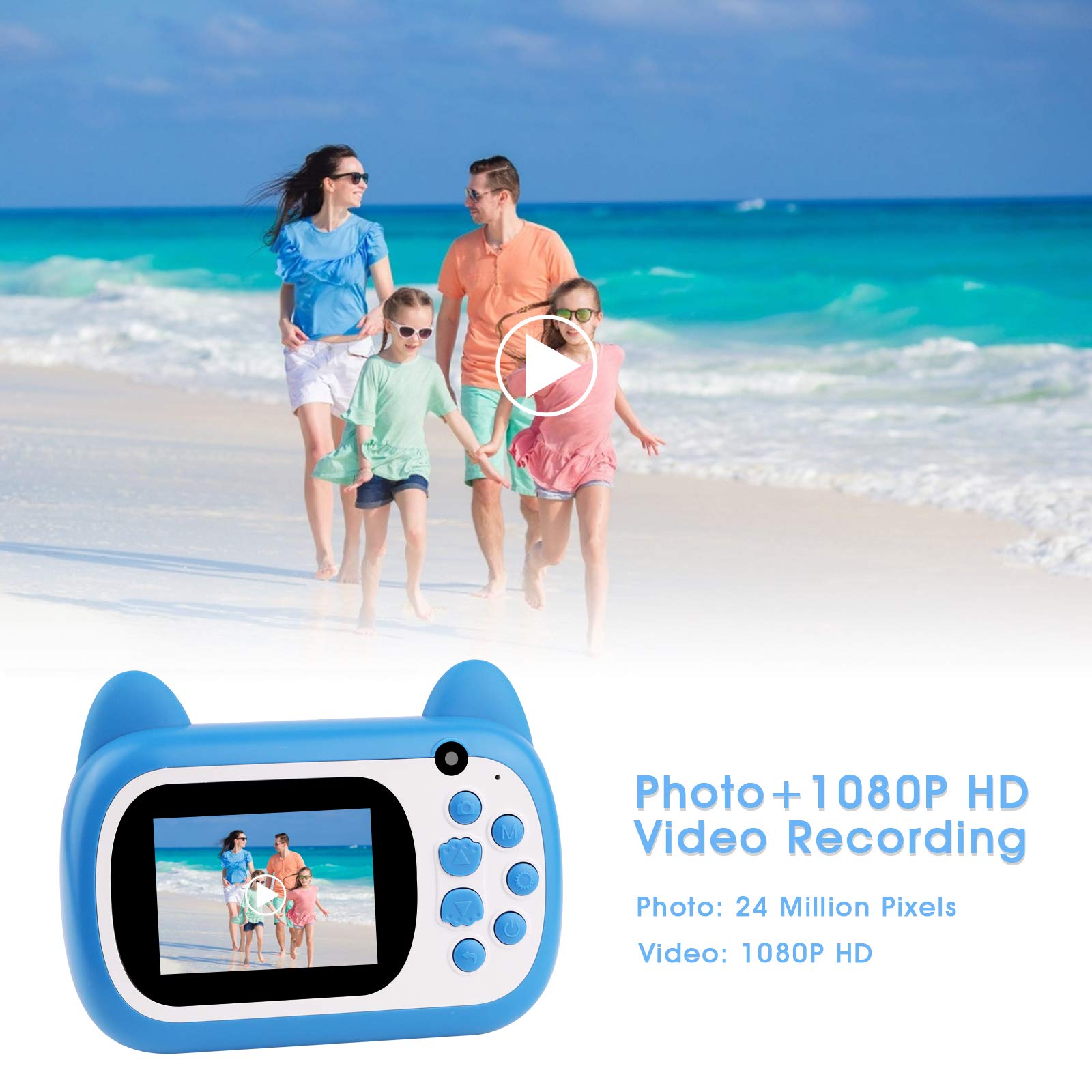 TOYOGO Instant Print Camera for Kids - Upgraded Digital Selfie Camera with 3 Rolls Print Paper, 1000mAh Battery, Dual Lens & 1080P HD Video - Perfect Birthday Gift for Boys & Girls | Fun for Parties, Travel & Family Memories (Blue)