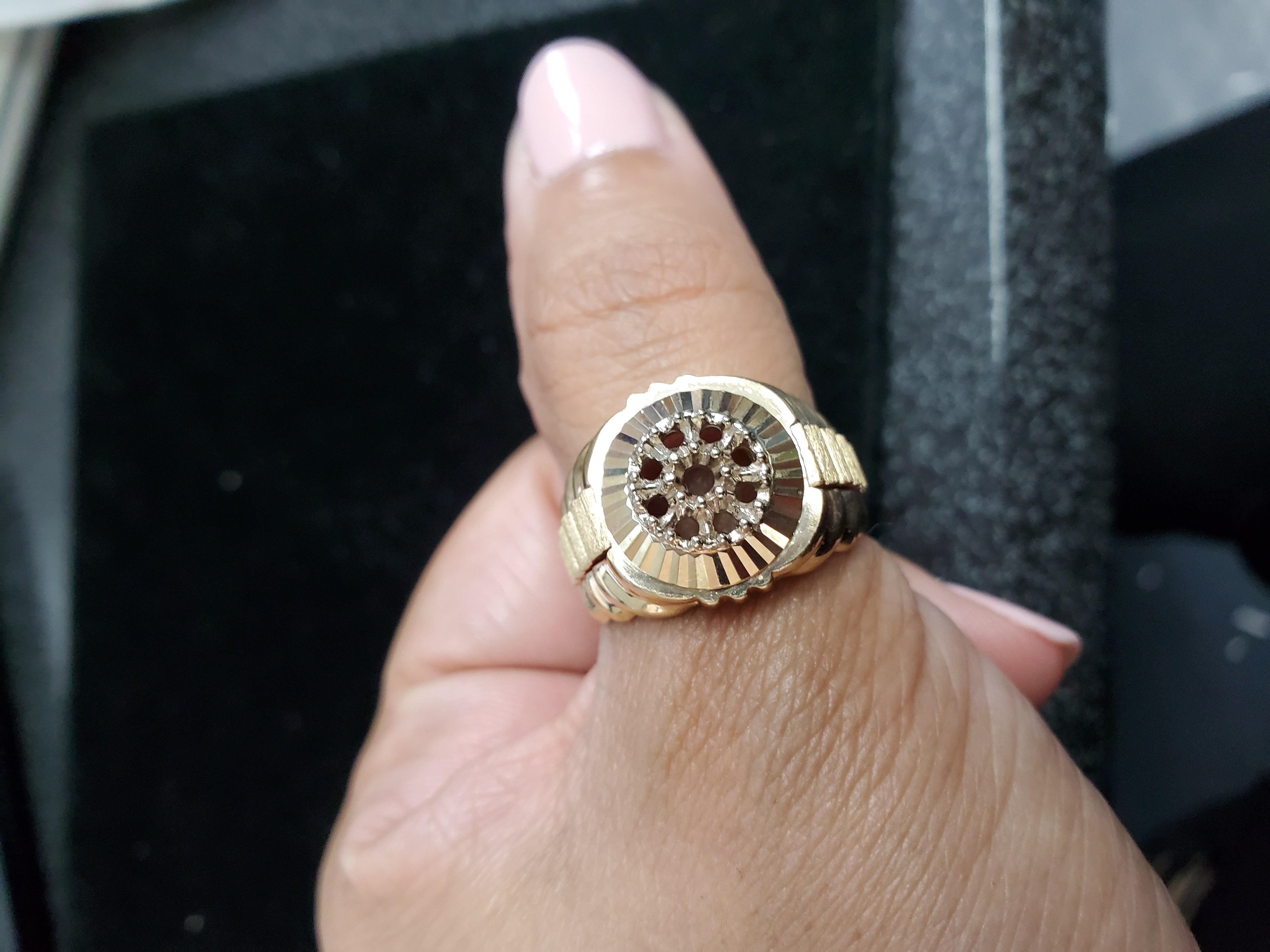 Luxury Diamond Rolex Presidential Style Ring with Fluted Bezel - 18K Gold Plated Men's Jewelry for Weddings, Parties & Special Occasions