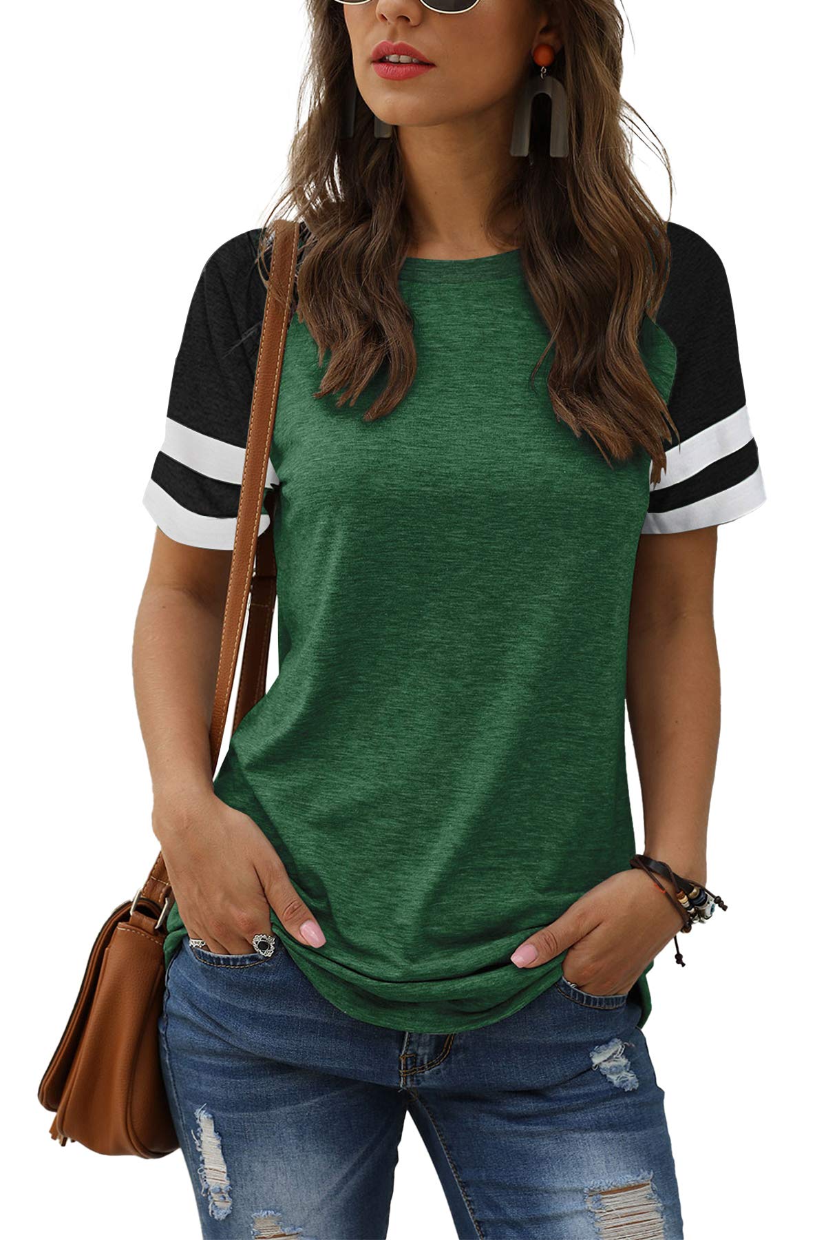 Adibosy Women's Summer Casual Short Sleeve Striped Tunic Tops - Crew Neck Tee Shirt Blouses for Women | Perfect for Beach, Vacation & Everyday Wear