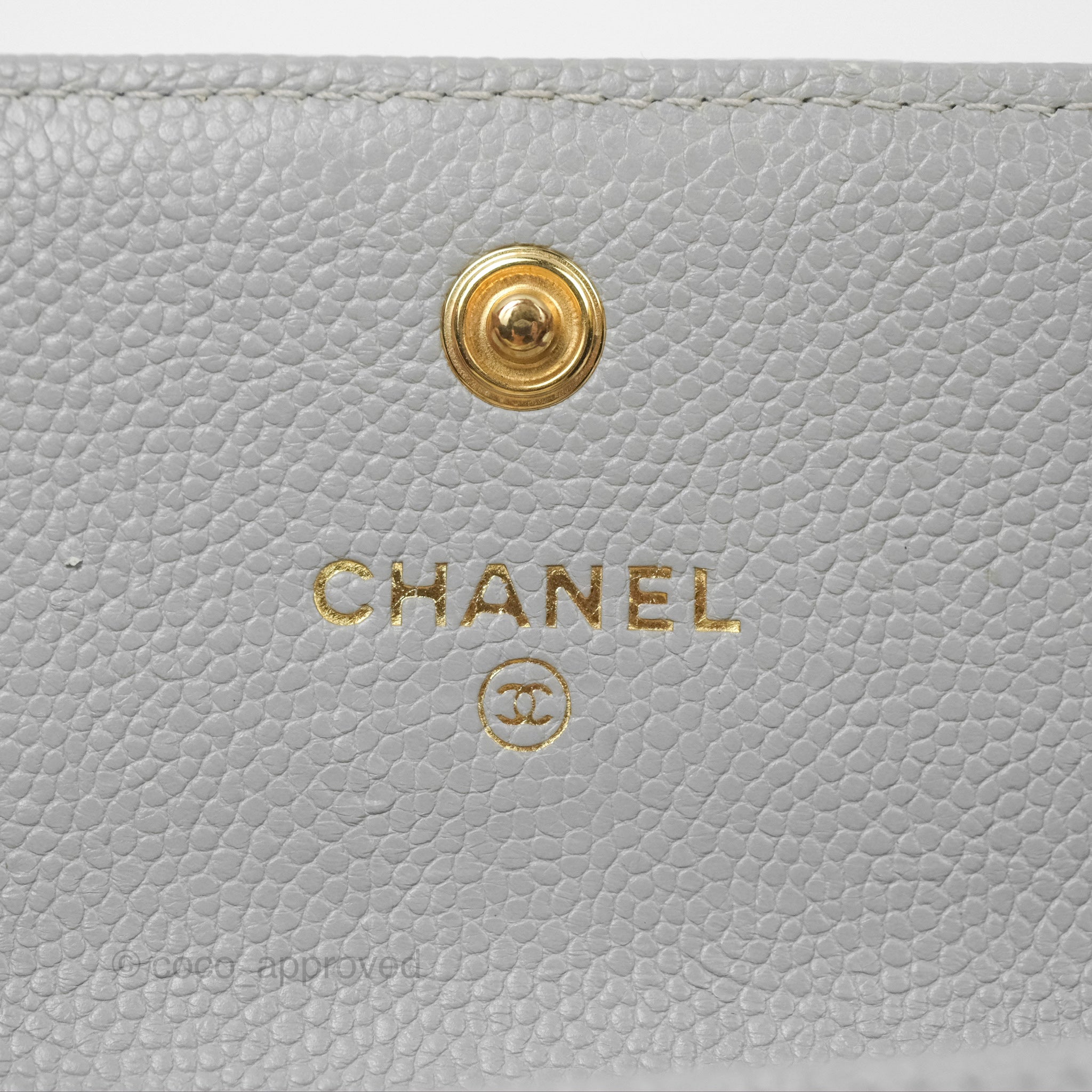 Chanel Boy Quilted Flap Card Holder Wallet in Grey Caviar Leather with Aged Gold Hardware - Perfect for Everyday Use & Luxury Gift Giving