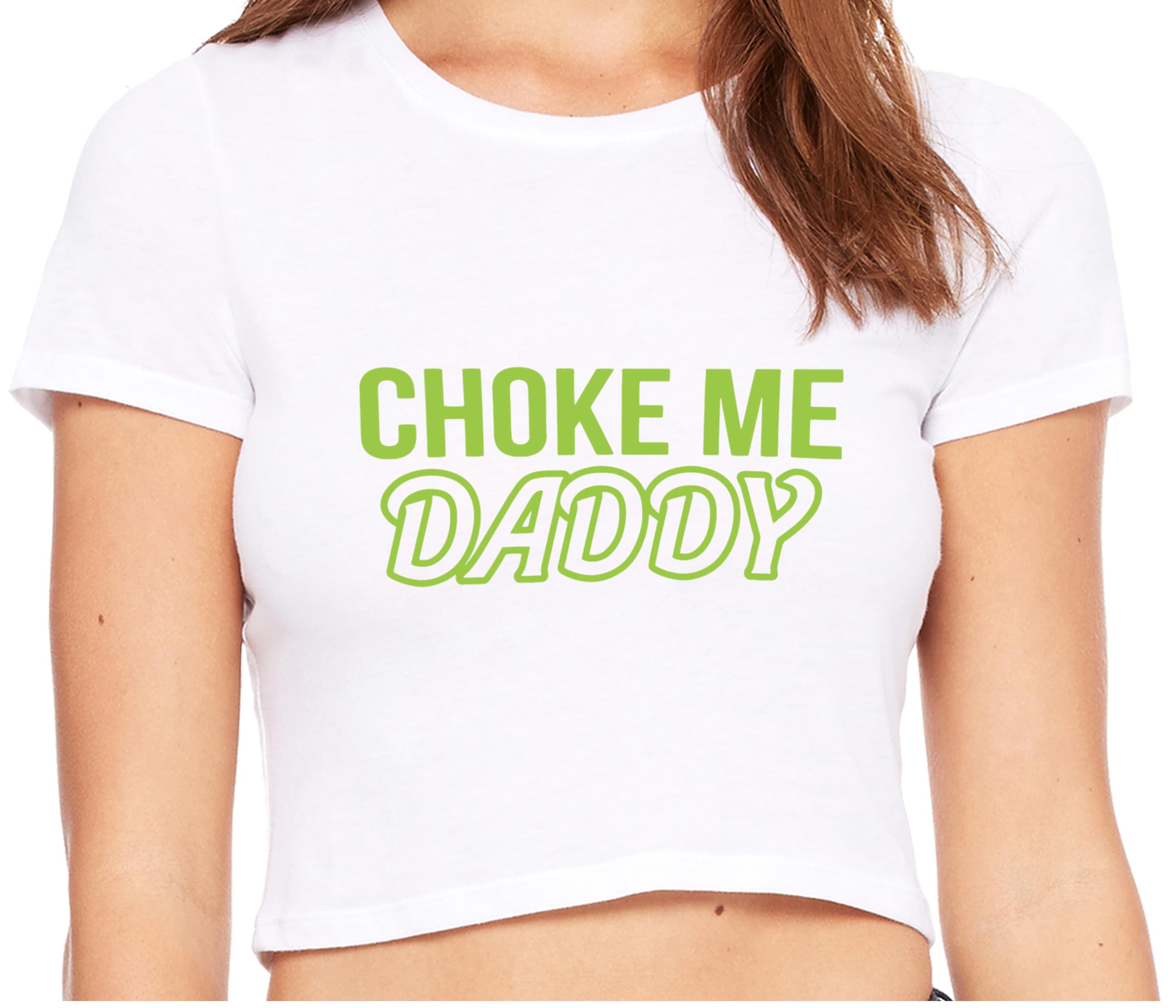 Knaughty Knickers 'Choke Me Daddy' Obedient Submissive White Crop Tank Top - Sexy BDSM Lingerie for Roleplay & Fetish Fashion