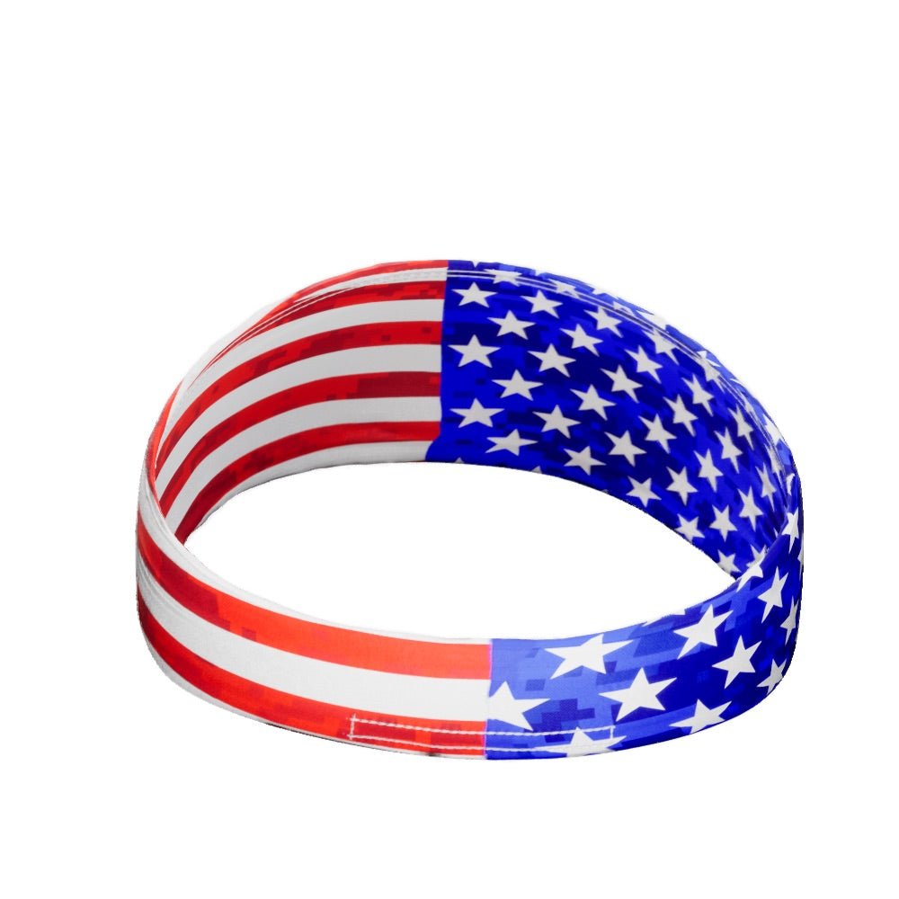 USA Flag 2.0 Headband - Patriotic American Flag Head Wrap for Sports, Running & Workouts - Comfortable Sweatband for Men & Women