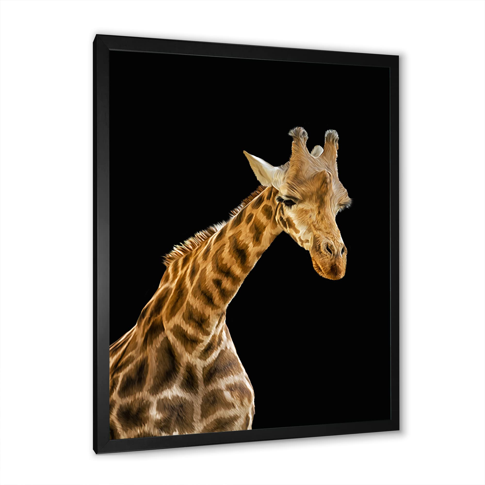 DesignQ Giraffe Portrait VI - Farmhouse Framed Wall Art Decor for Living Room, Bedroom & Office