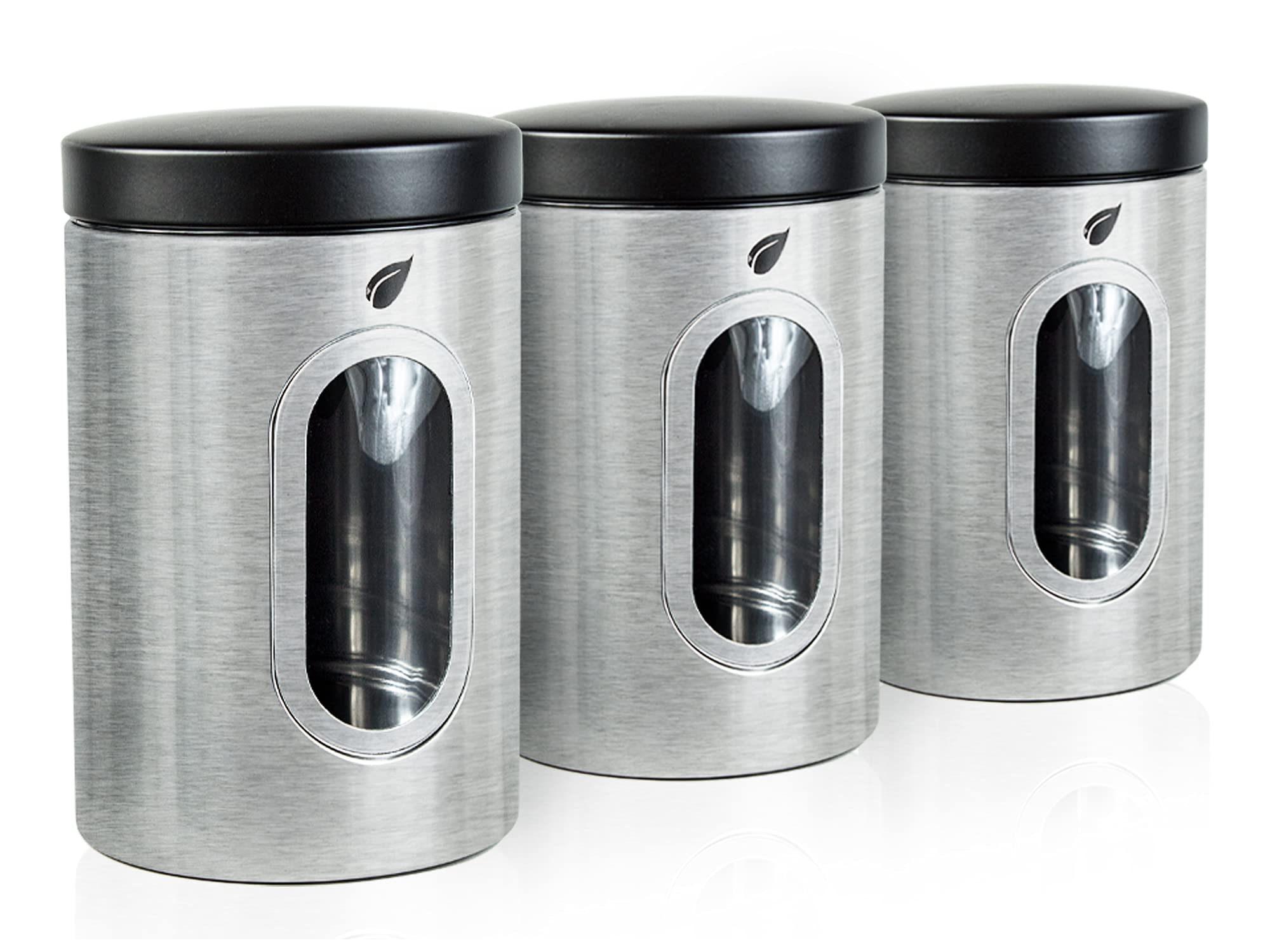 Premium Stainless Steel Kitchen Canisters Set of 3 - Airtight Food Storage Containers for Flour, Sugar & Coffee | Modern Home Decor & Wedding Gift Idea | Durable & Rust-Proof for Pantry Organization