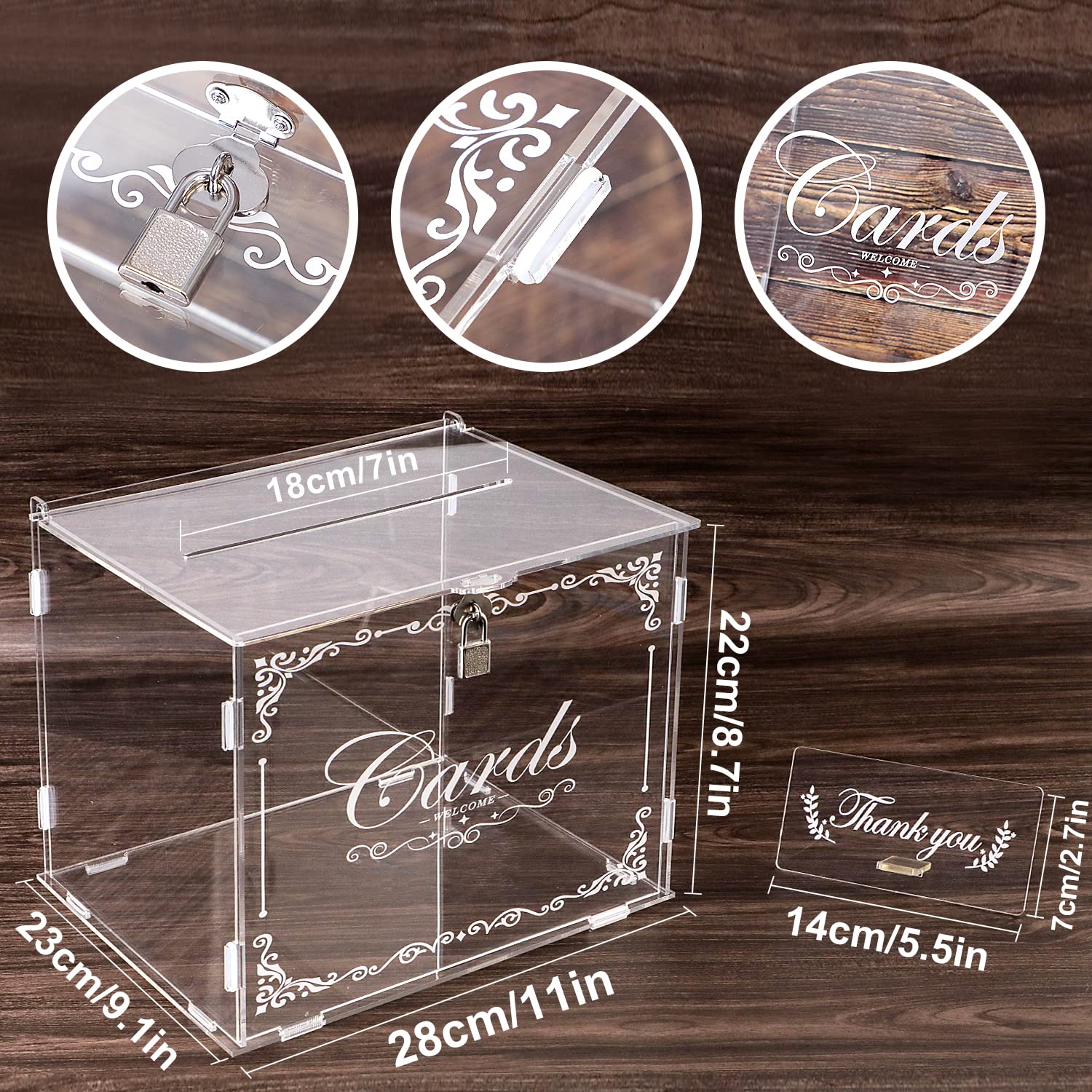 Ywlake Clear Acrylic Wedding Card Box with Lock & Slot - Money Gift Holder for Reception, Anniversary, Birthday Party & Baby Shower - Perfect for Events, Home Decor & Special Occasions