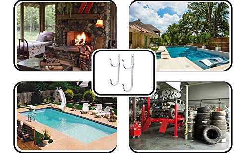 2-Pack Heavy Duty Aluminum Pool Pole Hangers with Screws - Durable Swimming Pool Accessory for Telescopic Poles, Skimmers, Nets, Brushes & Vacuum Hoses - Perfect for Pool Maintenance & Garden Equipment (White) - Ideal for Backyard Pools, Cleaning Tools Organization & Outdoor Storage