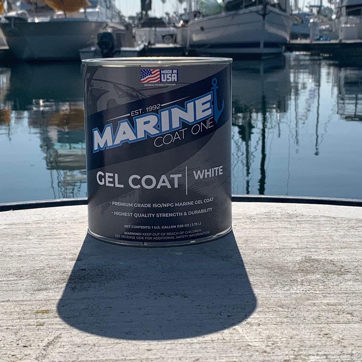 Premium Marine Gelcoat - MarineCoat One (Black, Wax-Free, 1 Gallon) | High-Gloss Boat Hull Repair & Protection for Fiberglass, Yachts & Marine Surfaces