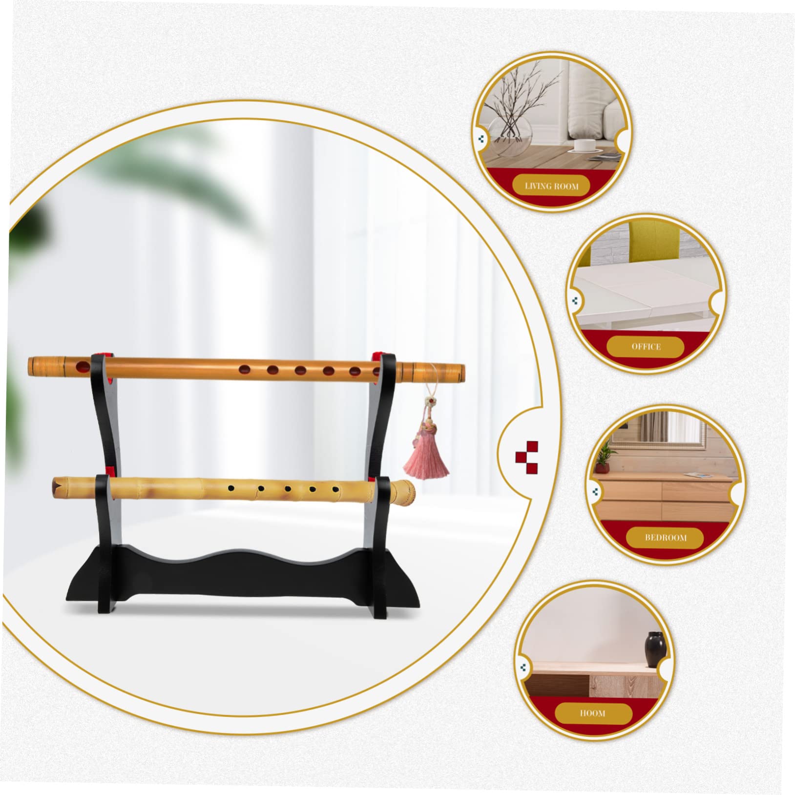 Elegant Wooden Flute Shelf Display Holder - Premium Flute Collection Organizer for Home, Studio & Music Room Decor
