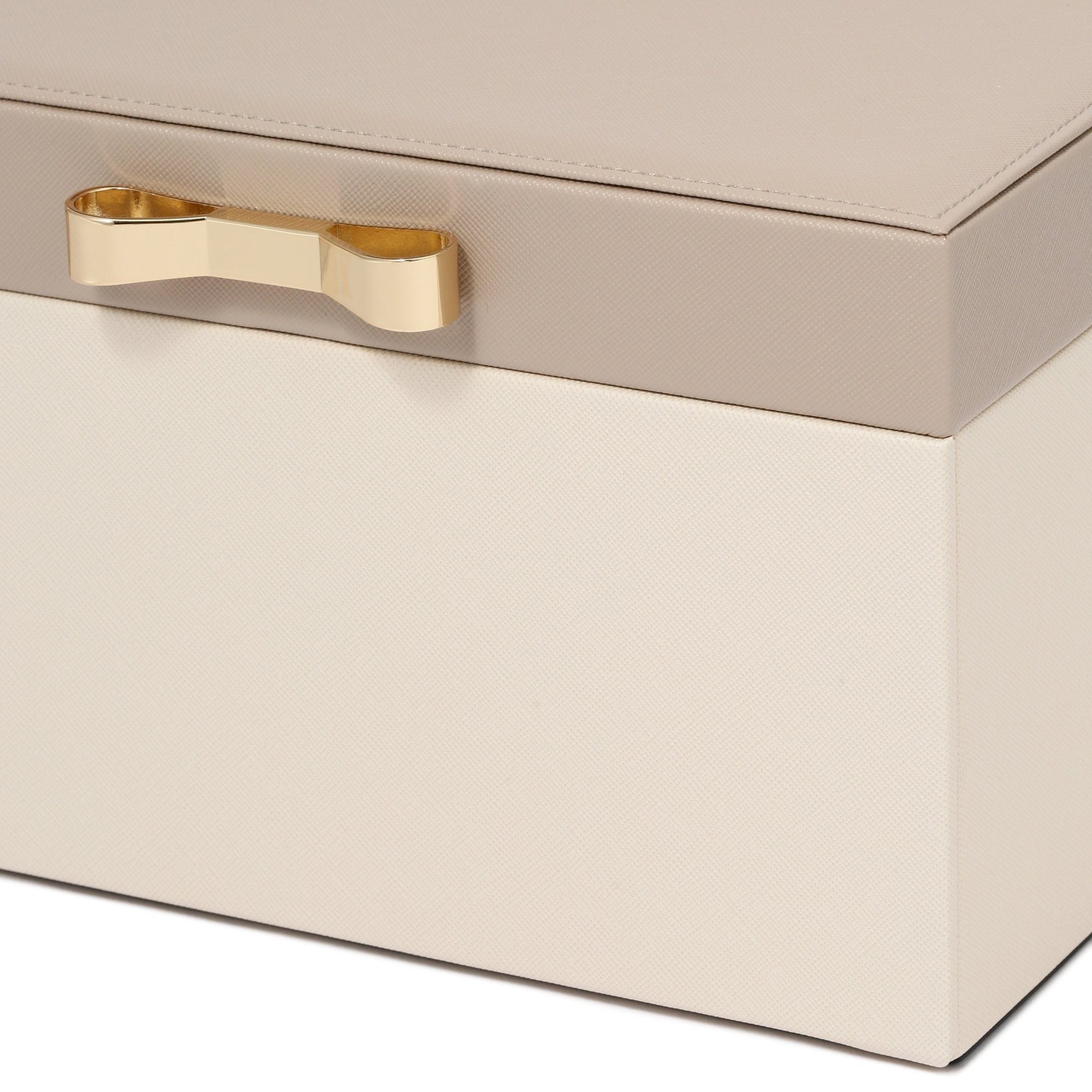 Elegant Bicolor Jewelry Box - Large Beige Velvet Lined Storage Organizer for Necklaces, Rings & Earrings | Perfect for Bedroom Vanity, Travel & Gift Giving