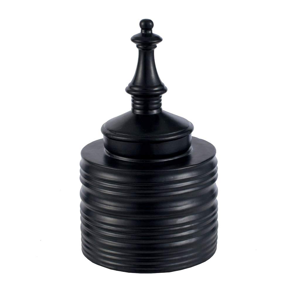 Premium Black Ceramic Lidded Jar with Airtight Seal - 5.5x9.5 Inches - Elegant Storage Container for Kitchen, Bathroom & Office - Perfect for Tea, Coffee, Sugar, Spices & Beauty Products