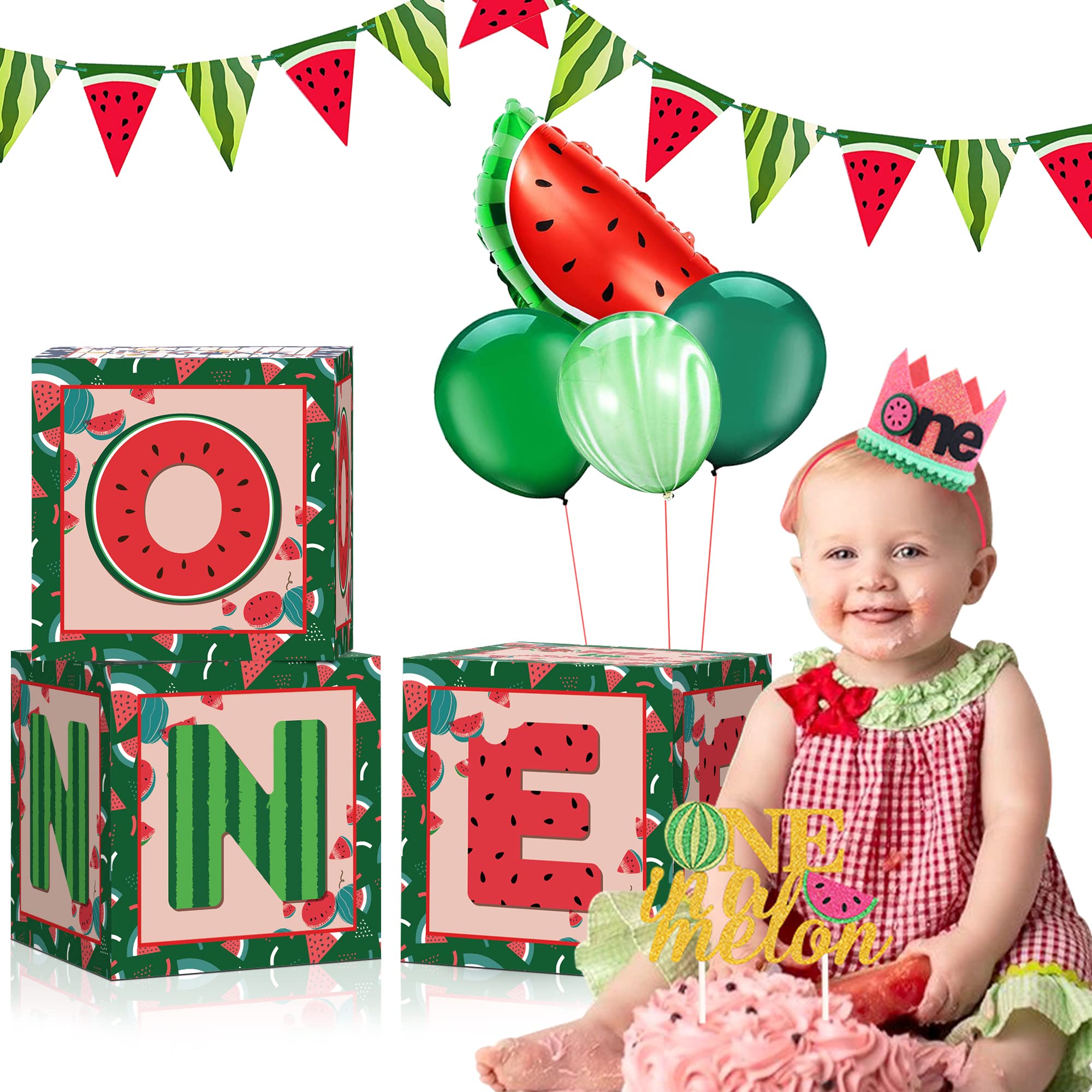 3pcs Watermelon Theme Balloon Box Decorations for Baby's 1st Birthday Party - Summer Baby Shower Supplies & Nursery Decor | Perfect for Outdoor Picnics, Pool Parties & Gender Reveals