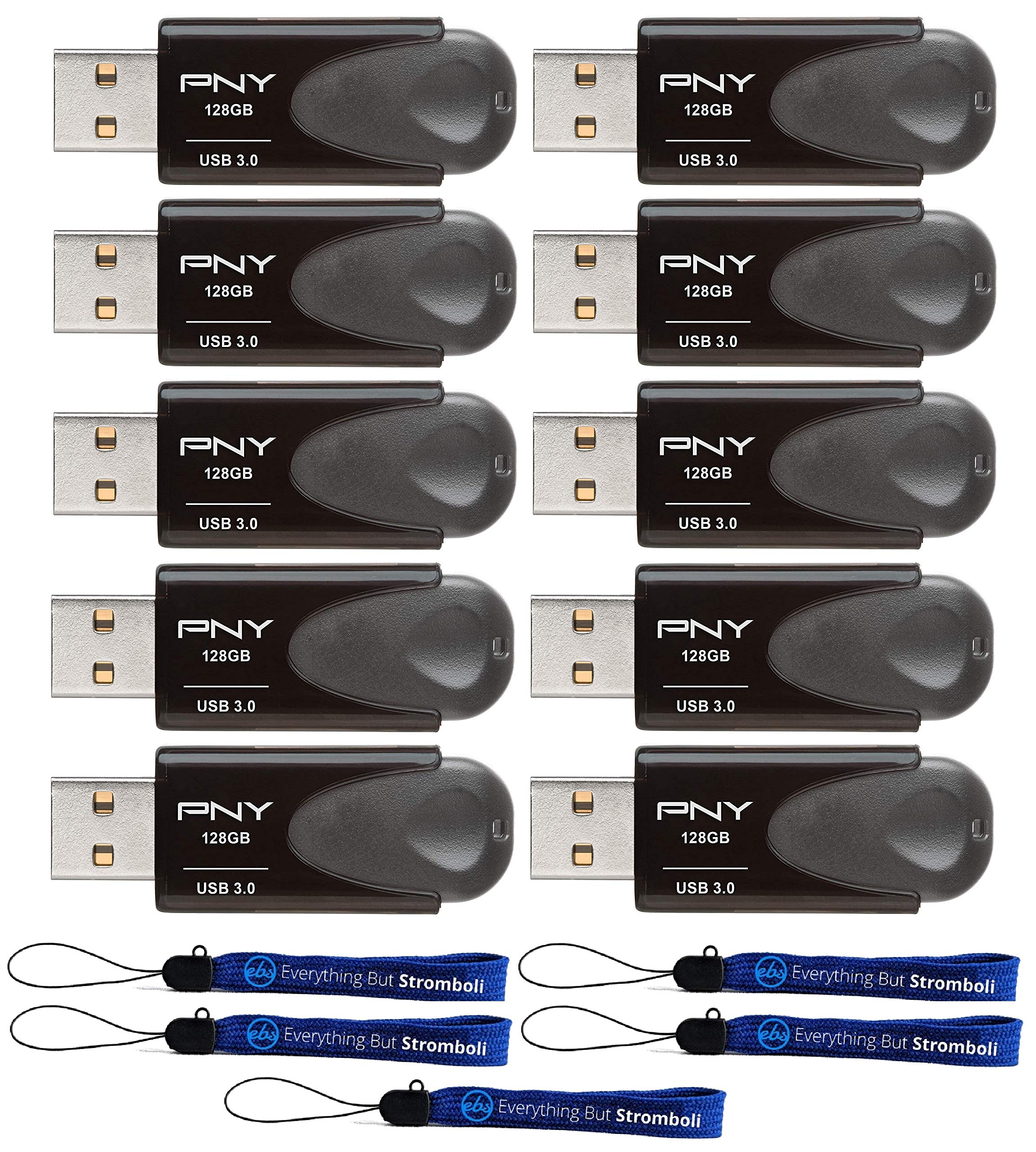 PNY 128GB USB 3.0 Flash Drive 10-Pack for Computers & Office Use