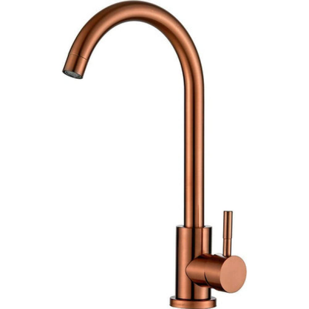 Stainless Steel Kitchen Faucet with Rose Gold Finish - Pull Down Sprayer, Hot & Cold Water Mixer Tap for Modern Kitchen Sink - Perfect for Cooking, Washing Dishes, and Food Prep