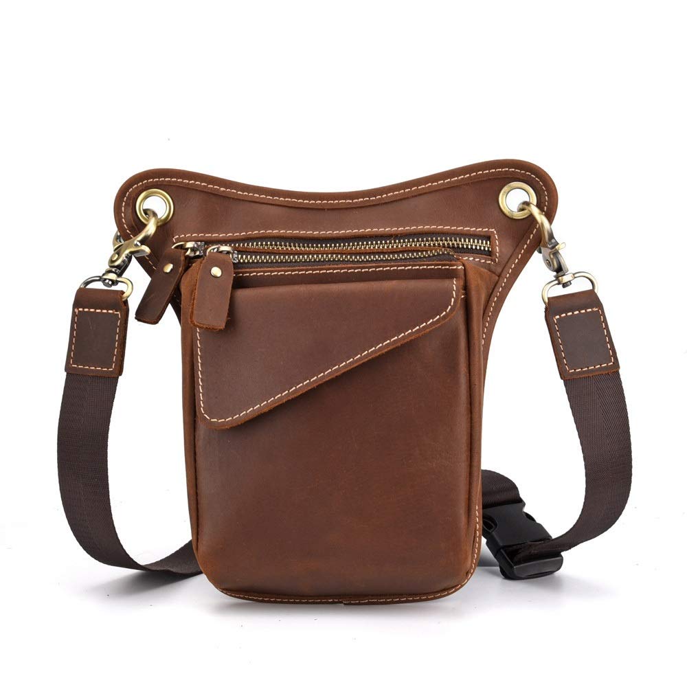 Vintage Leather Canvas Messenger Bag for Men - Multifunctional Drop Leg Bag for Travel, Camping, Hiking, Fishing & Outdoor Activities - Perfect for Motorcycle Riding & Cycling Accessories