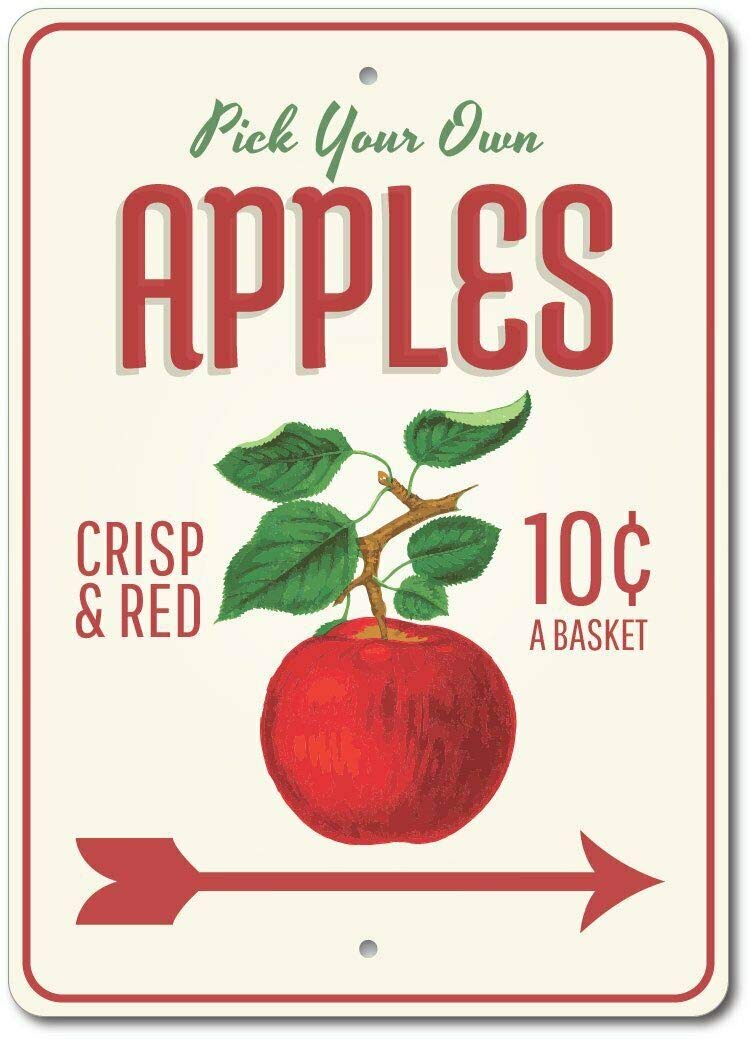 Vintage Apple Orchard Metal Tin Sign - Retro 8x12 Inch Aluminum Wall Decor for Home, Cafe, Kitchen & Bar - Perfect for Farmhouse, Coffee Shop & Man Cave Decor