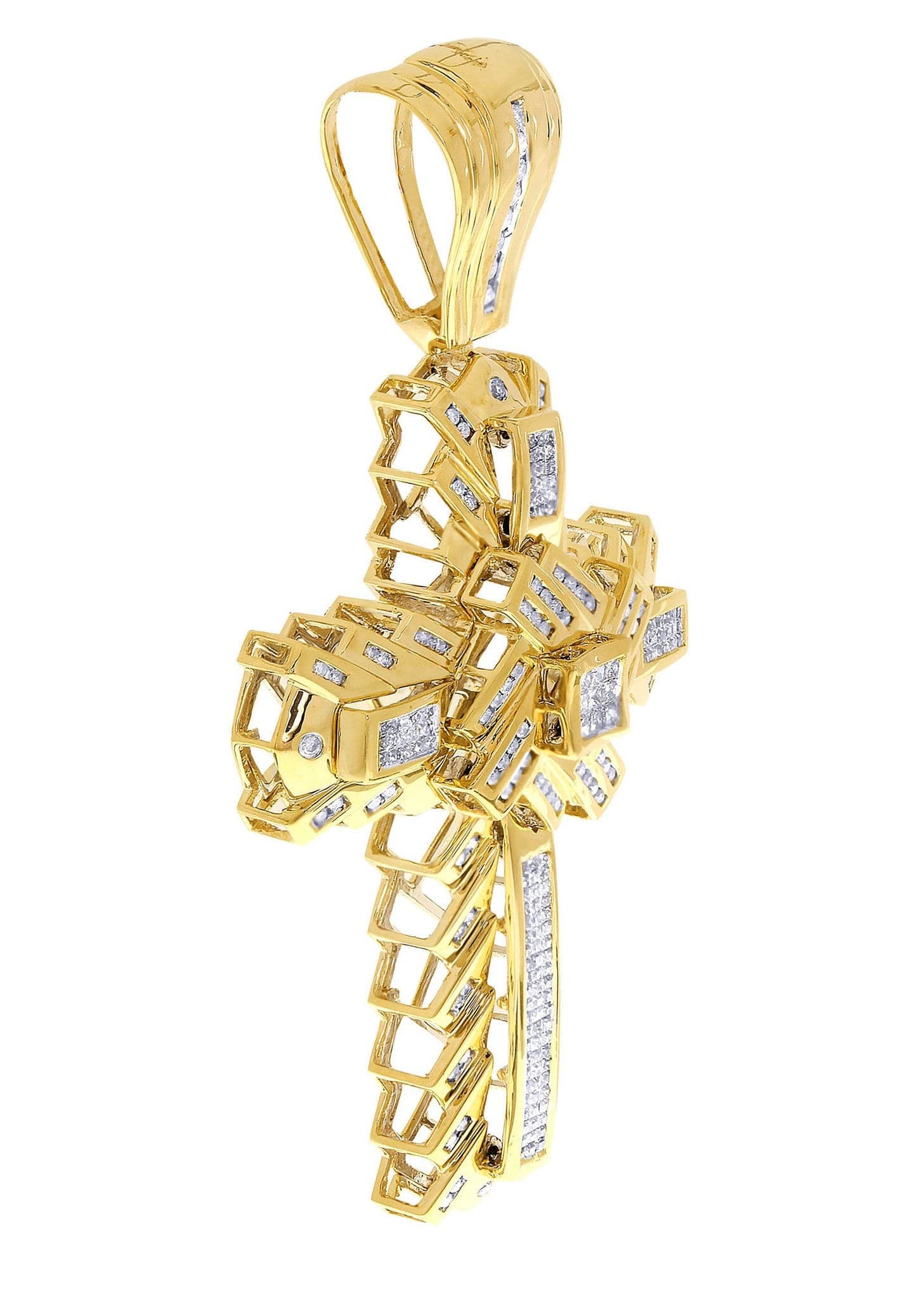 2.51 Carat Diamond Cross Pendant Necklace - 34.83 Grams Solid Gold Religious Jewelry for Women & Men - Perfect for Baptism, First Communion, Confirmation & Gifts