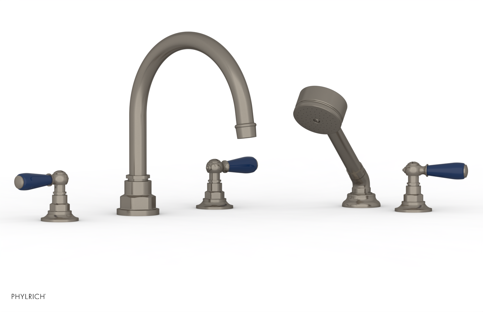 Jamestown Deck Tub Set with Hand Shower - Lever Handles & Navy Blue Accents - 165.49