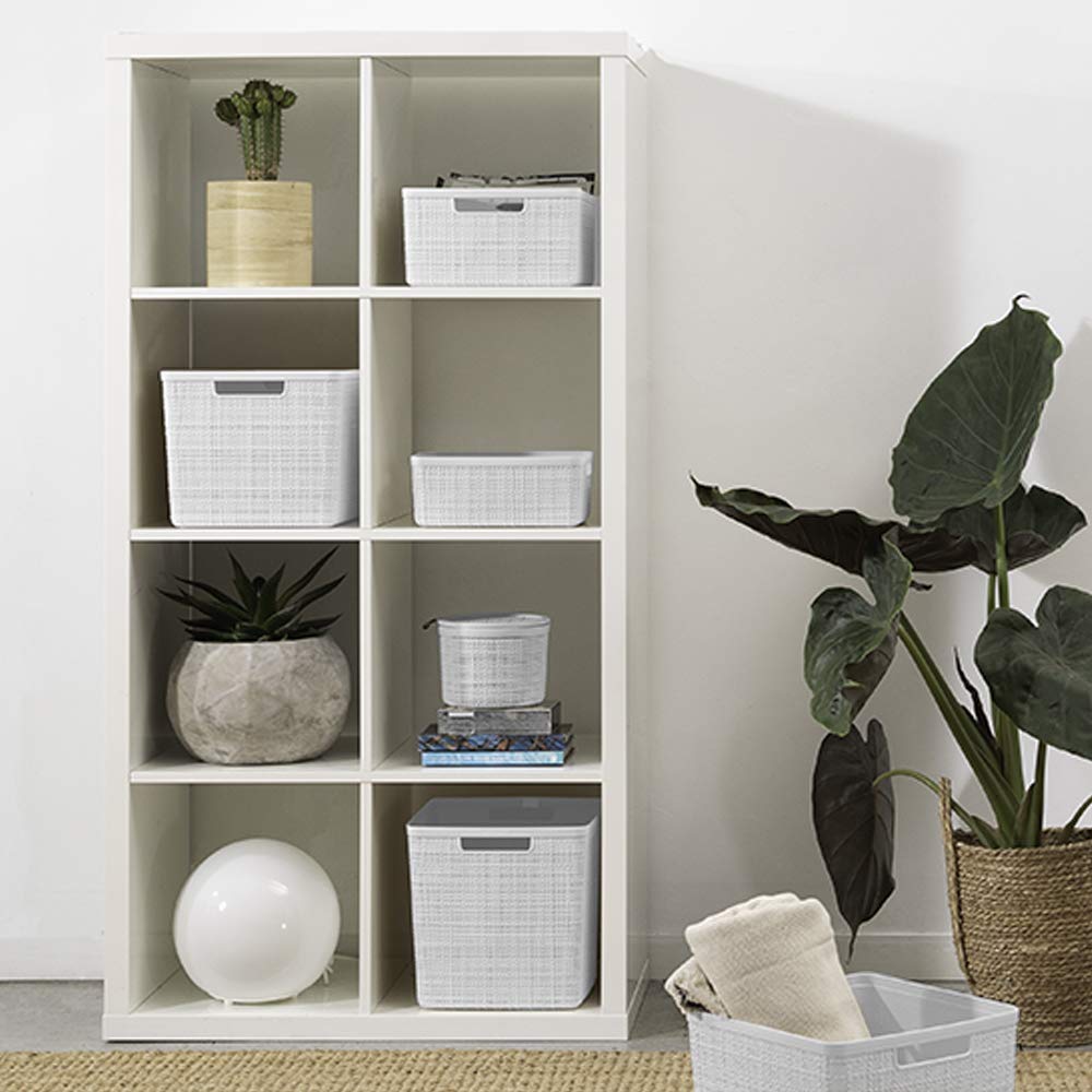 Curver 12-Piece Decorative Plastic Storage Basket Set - Organize Home, Office & Bathroom | Space-Saving Storage Solution for Shelves, Closets & Laundry Rooms