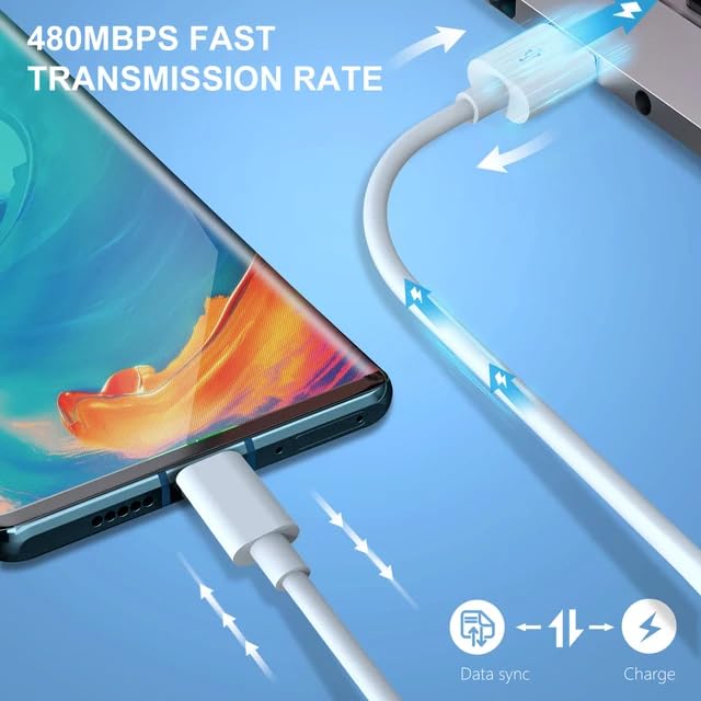 Bizzal 6A 66W USB C Fast Charging Cable - Compatible with Samsung Galaxy S23/S22 Ultra, Huawei P30 Pro, Xiaomi Redmi - 3.3ft 1Pack - Perfect for Home, Office & Travel Charging Needs
