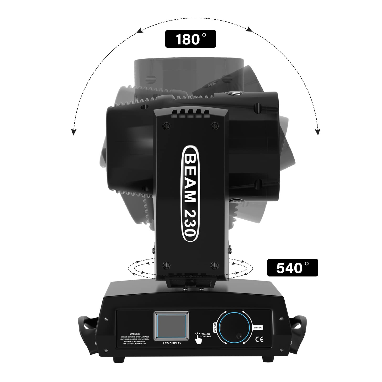230W RGBW LED Moving Head Light with 7R Beam & 8 Prism - DMX512 Stage Lighting for DJ Disco Party, Concert, Wedding, and Nightclub Events (Black)