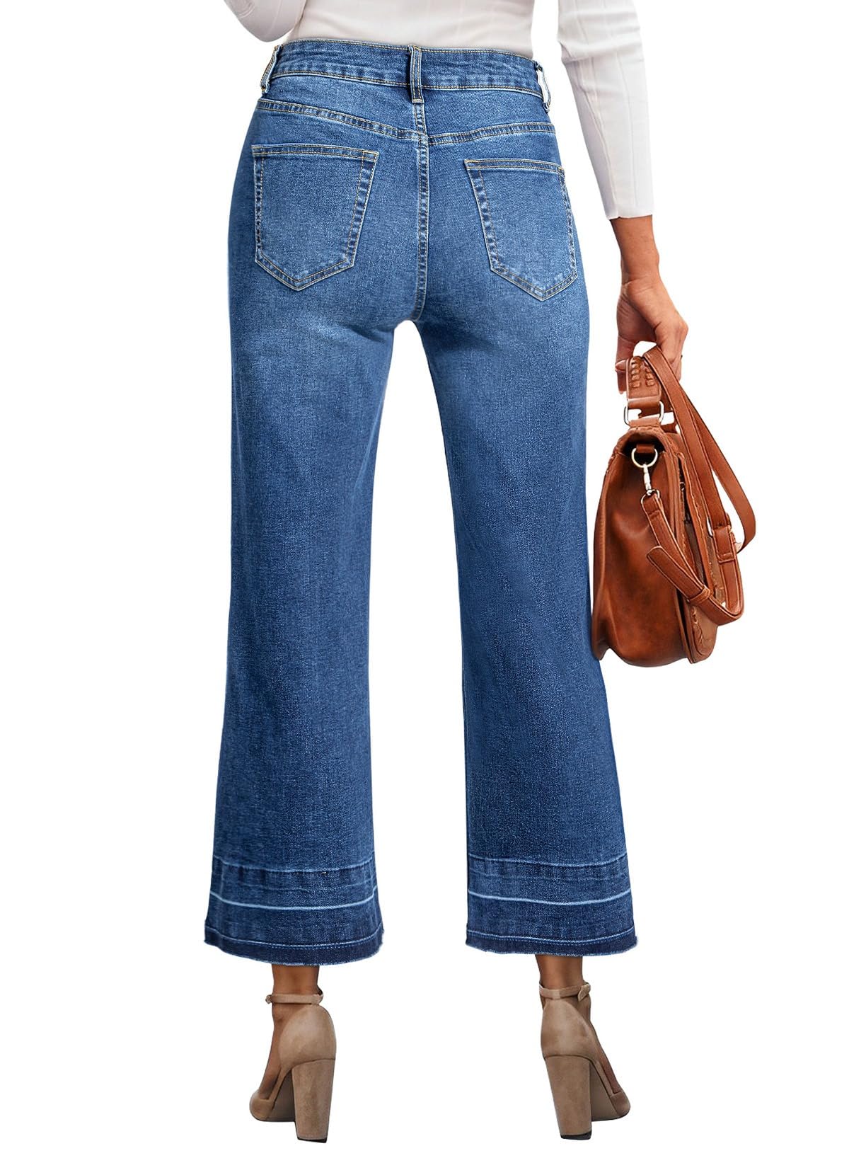 Stylish Women's High Waisted Wide Leg Jeans - Trendy Straight Leg Denim Pants for Casual Outfits & Streetwear | Comfortable Stretch Zimbaplatinum Jeans for Everyday Wear, Office, and Weekend Outings
