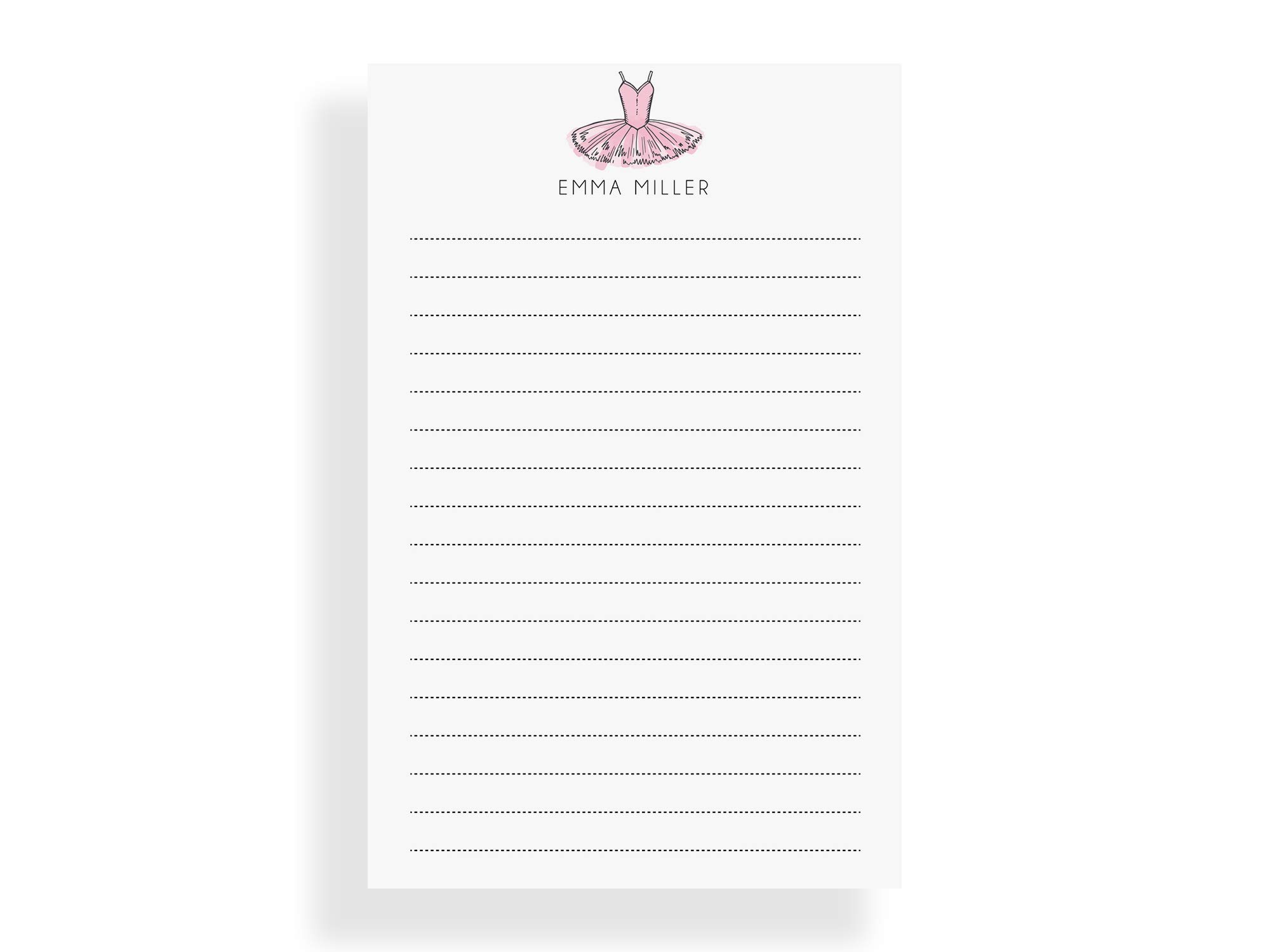 Personalized Ballerina Notepads for Girls - Lined or Unlined Writing Paper in 3 Sizes (Small, Medium, Large) - Perfect for Journals, Letters & School Notes