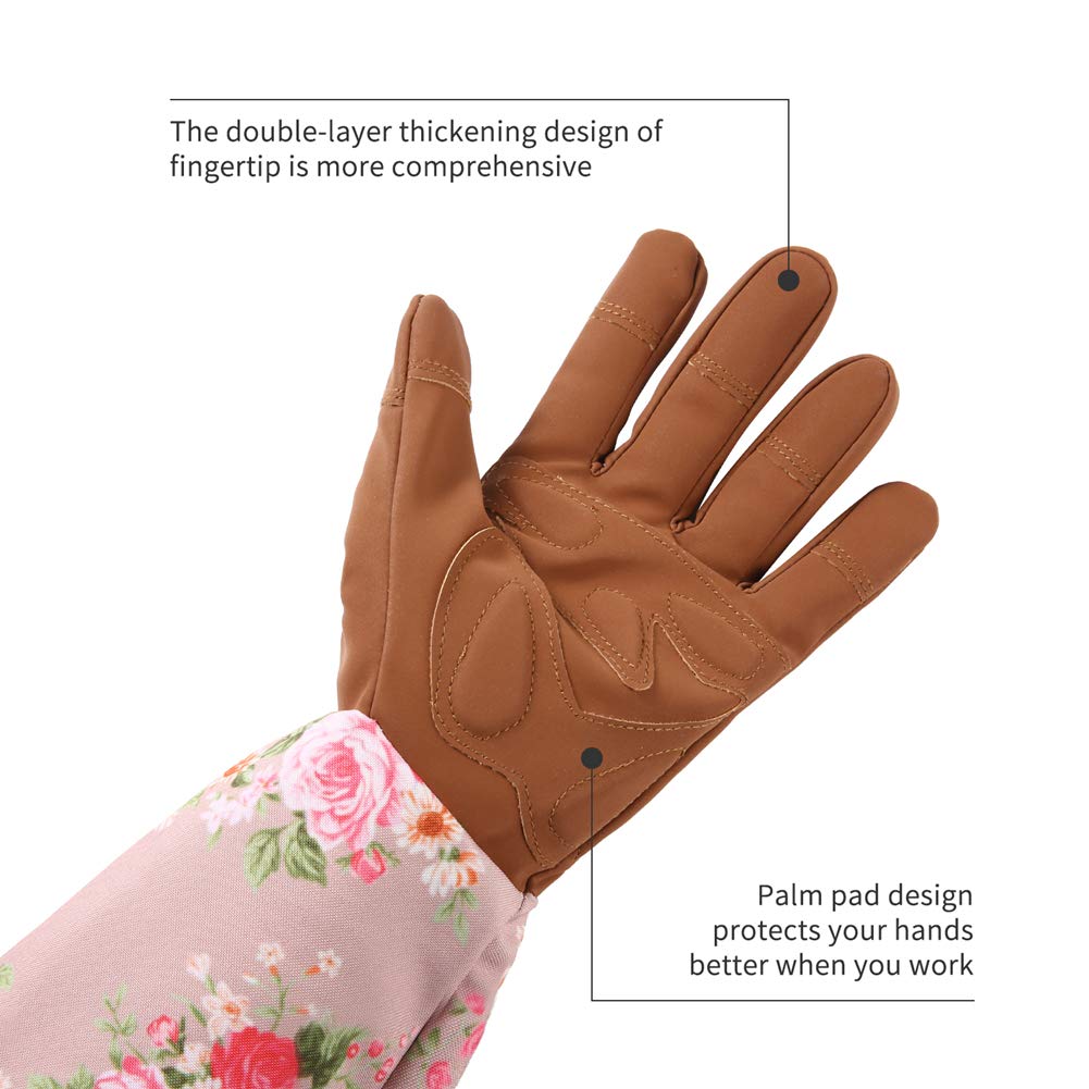 Leather Gardening Gloves for Women - Thorn Proof, Extended Long Rose Pruning Gloves - Perfect Gift for Mother & Grandma - Ideal for Rose Gardening, Pruning, and Outdoor Work (Brown)