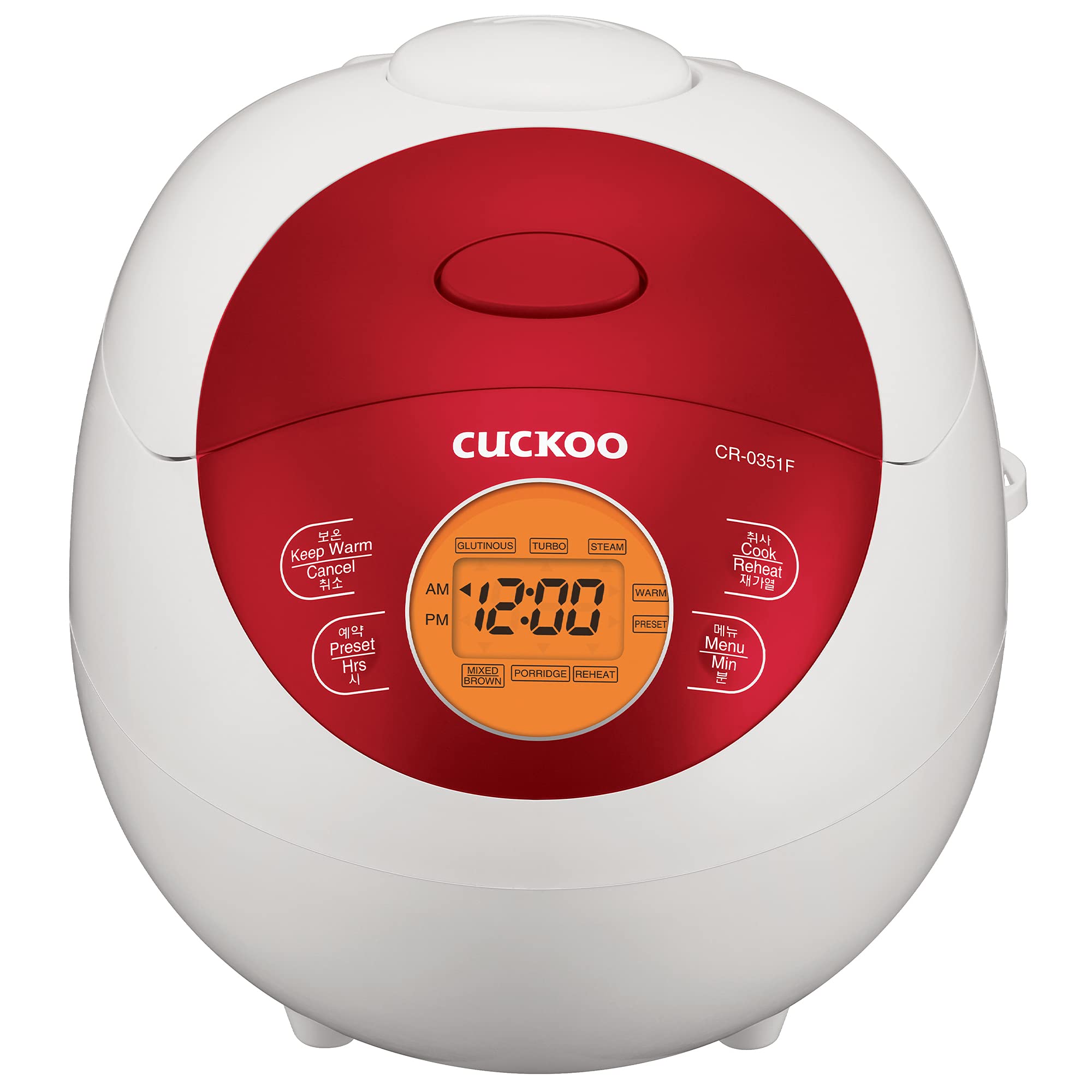Cuckoo CR-0351F 3-Cup Electric Rice Cooker with Heating Function - Compact 7.8x8.9x11.5 Inch Red Rice Maker for Small Kitchens, Dorms & Office Use