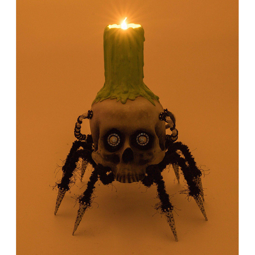 Gothic Chaotic Spider Skull Candle Holder - Halloween Home Decor by Katherine's Collection - Perfect for Spooky Parties, Gothic Weddings & Dark Aesthetic Interiors