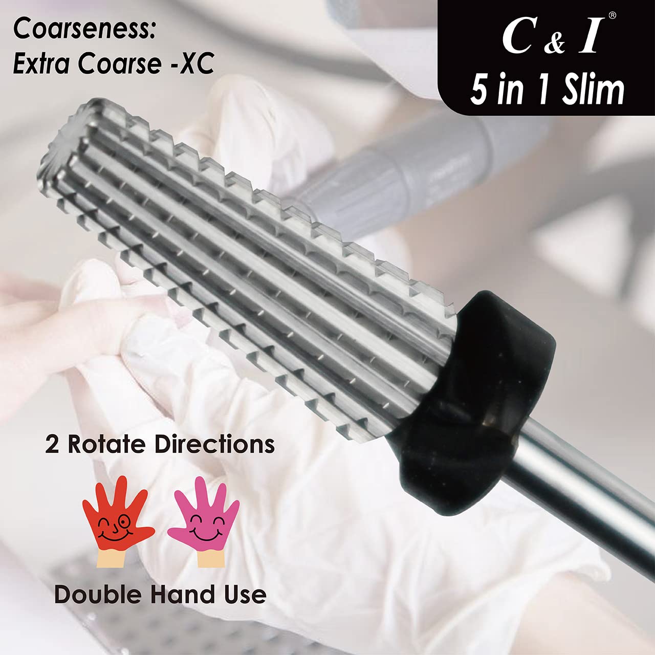 Professional 5 in 1 Nail Drill Bit Set - Slim Edition for Electric Nail Drill Machine (Extra Coarse XC) | Perfect for Salon, Home Manicure & Pedicure, Nail Art & Acrylic Extensions