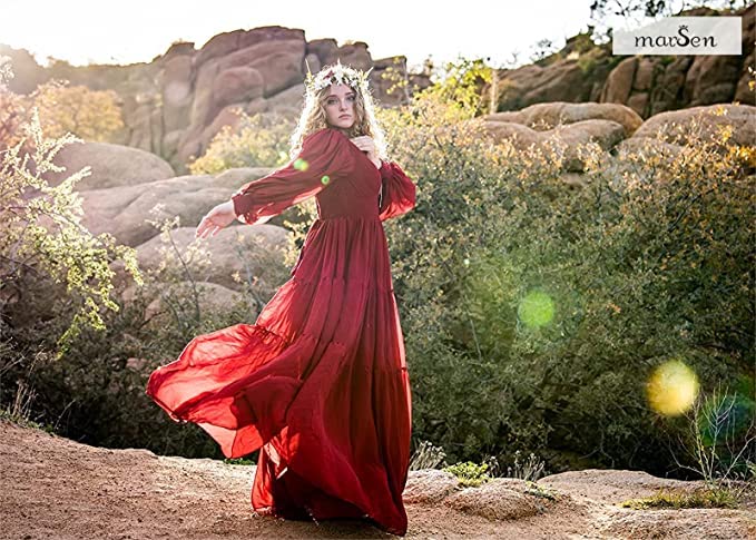 Elegant Long Puffy Sleeve Prom Dress with Tulle Ball Gown - V Neck Formal Evening Gown for Women | Perfect for Weddings, Galas, and Special Occasions
