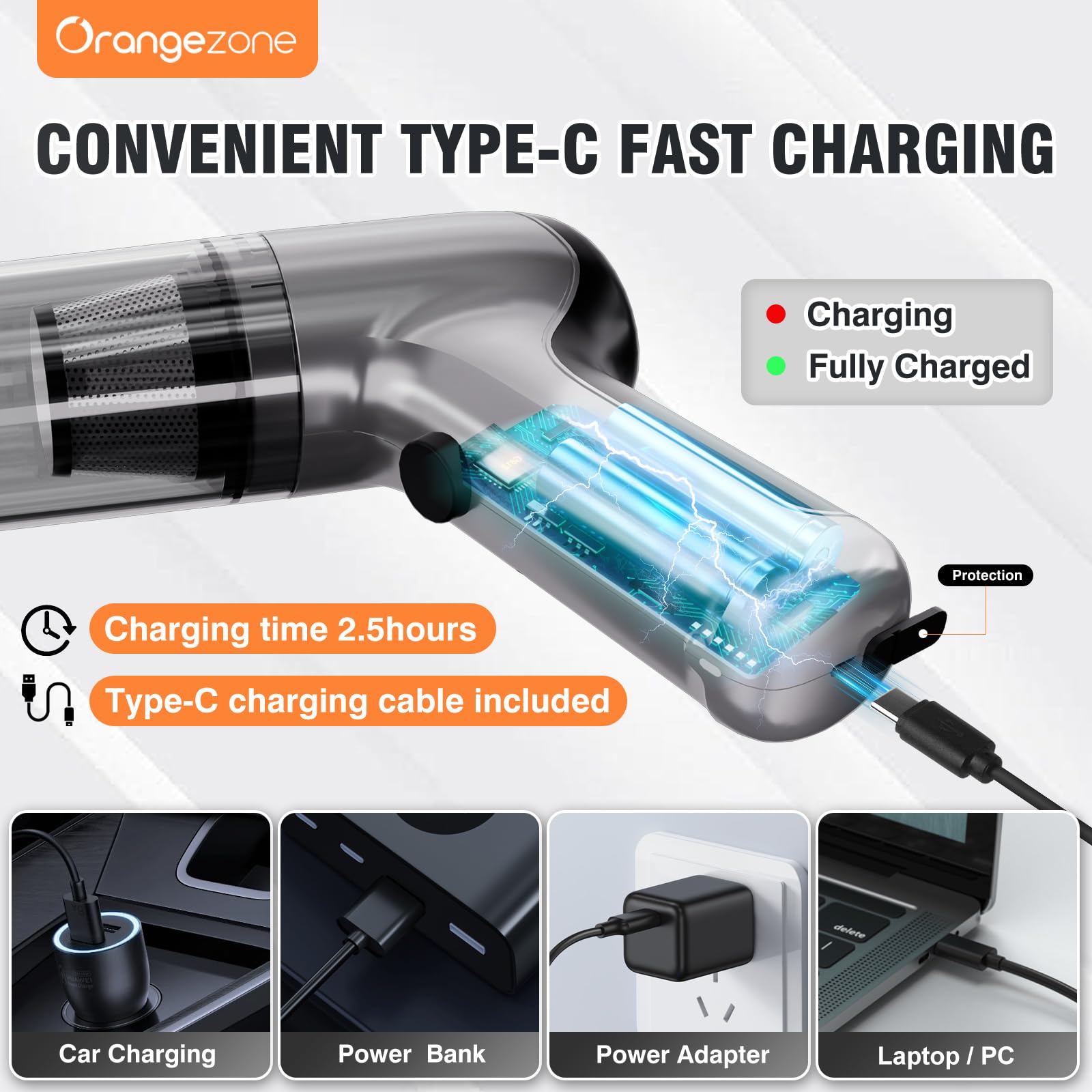 Powerful 20000PA Handheld Vacuum - Cordless Car & Pet Cleaner for Home/Office