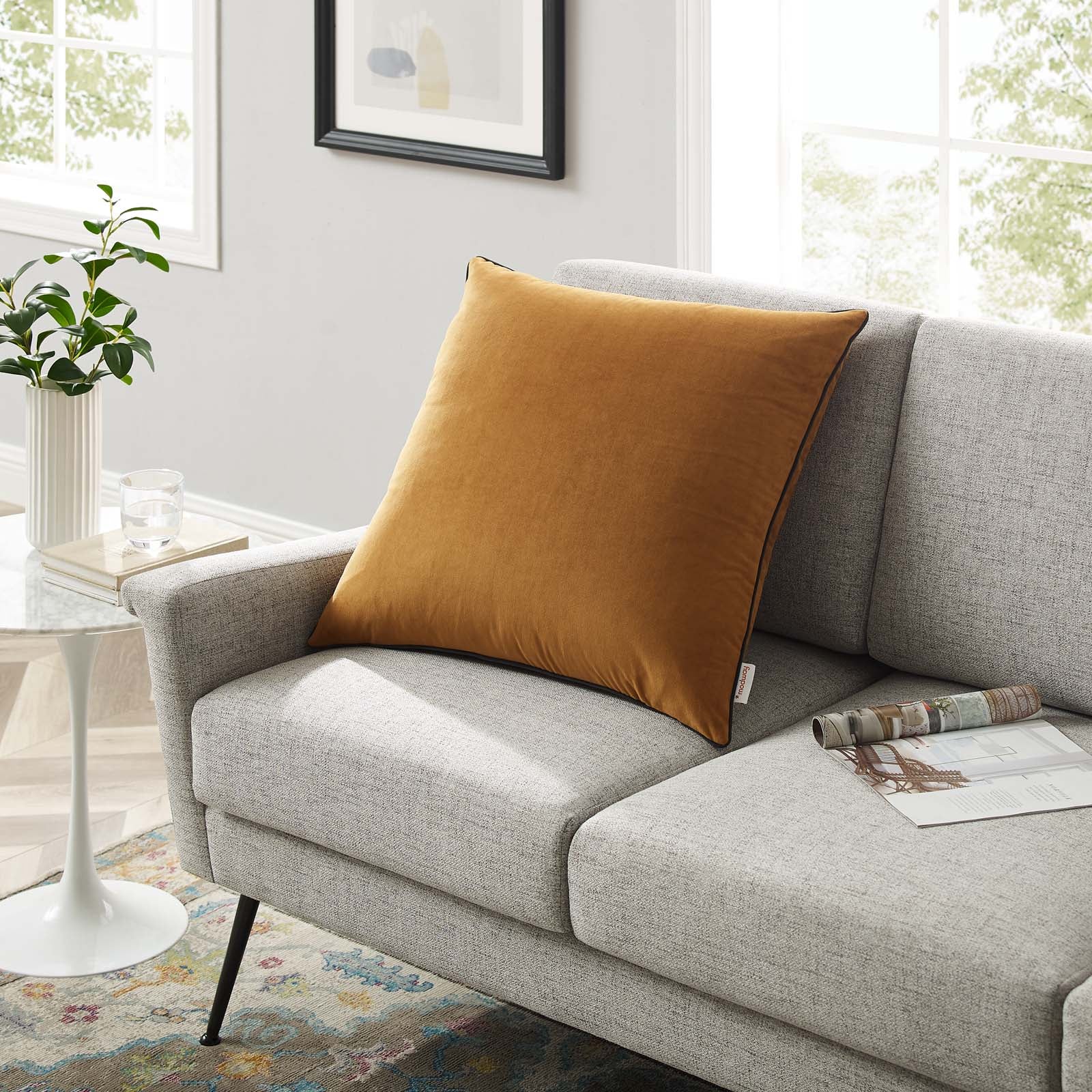 Accentuate 24 Performance Velvet Throw Pillow - Soft Decorative Cushion for Sofa, Bed & Home Decor - Perfect for Living Room, Bedroom & Cozy Spaces