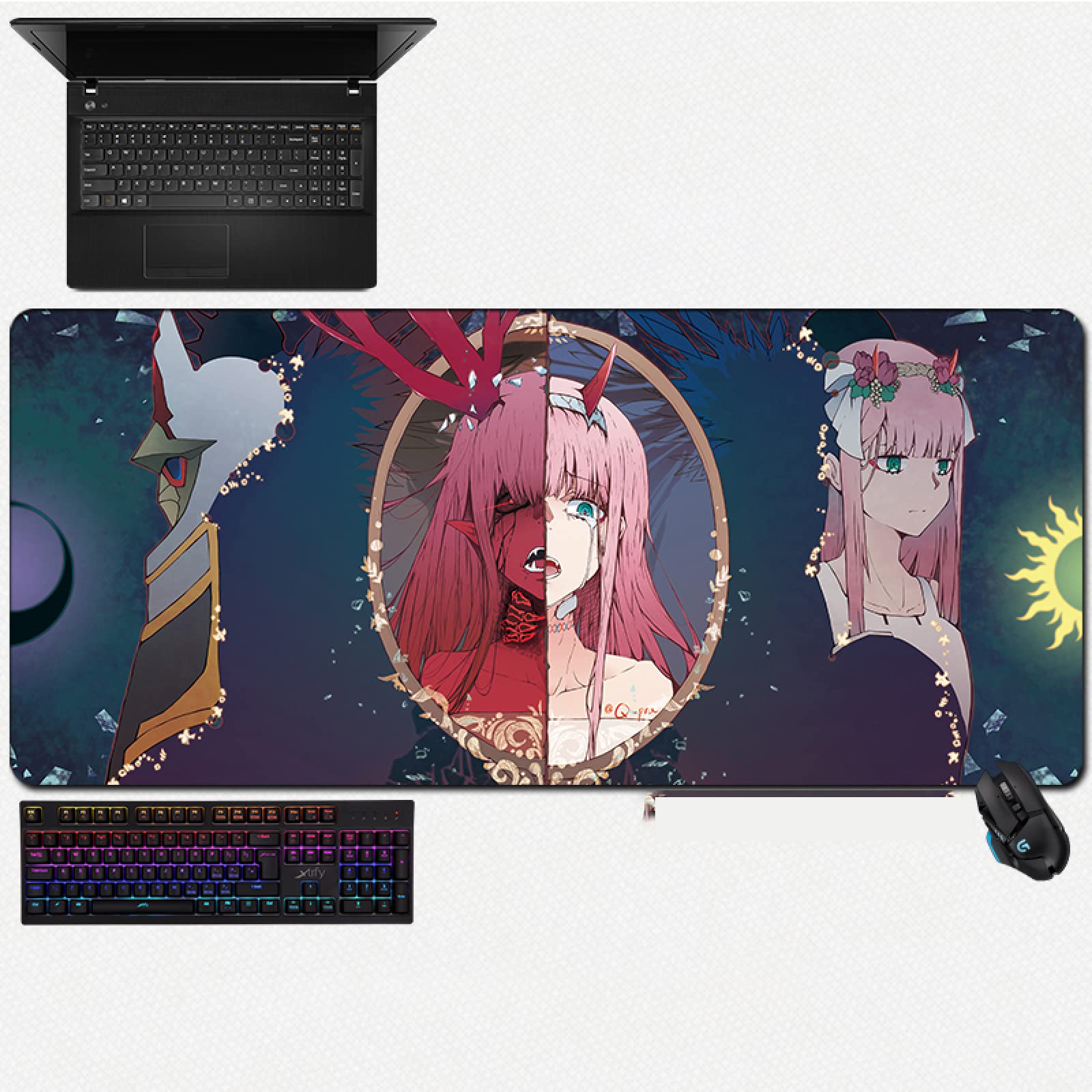 Zero Two Anime Mouse Pad - Japan Gaming Mouse Mat for Laptop & Computer (800x300x3mm) - Perfect for Anime Fans & PC Gamers | Cute Darling in the FranXX Design