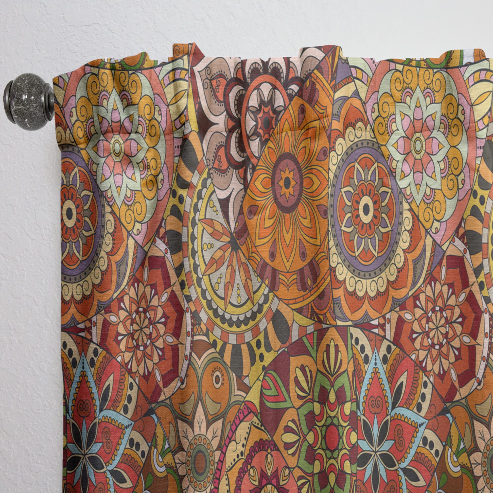 DesignQ Mandala Pattern Tile Thermal Insulated Curtain Panel - 52x84 Inches - Blackout Drapes for Bedroom & Living Room - Perfect for Meditation Spaces & Boho Home Decor