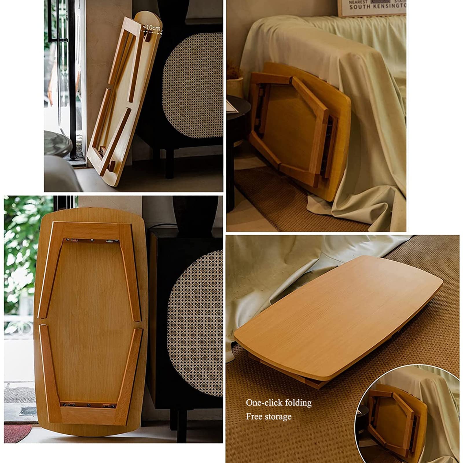 Japanese-Style Solid Wood Folding Coffee Table - 120x55x45cm Low Side Table for Living Room, Sofa & Leisure Use - Perfect for Small Spaces, Tea Ceremonies & Floor Seating (Color B)
