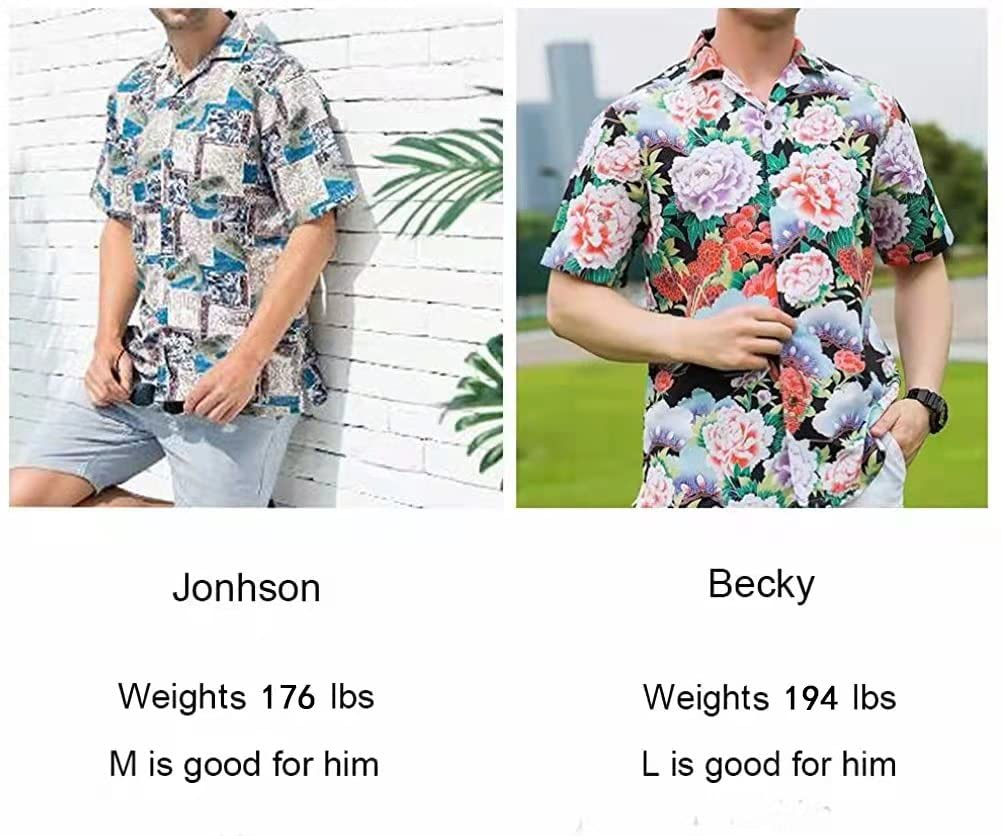 Hawaiian Shirts for Men - Short Sleeve Floral Aloha Shirts, Breathable Regular Fit Casual Button Down Shirts for Beach Vacation, Summer Party & Tropical Outings
