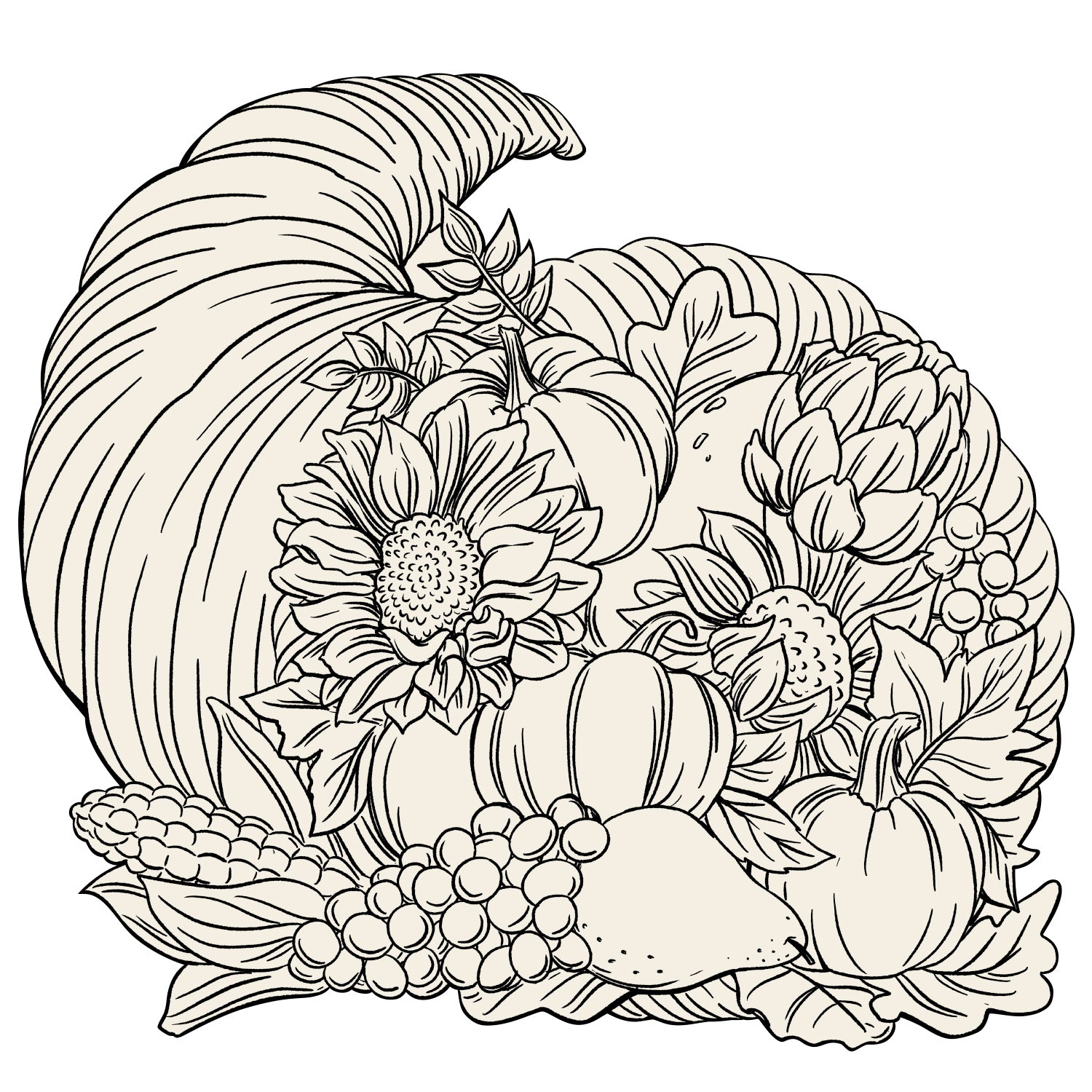 Premium Die-Cut Coloring Cornucopia Placemat for Thanksgiving & Fall Decor | Kids' Activity & Holiday Table Setting