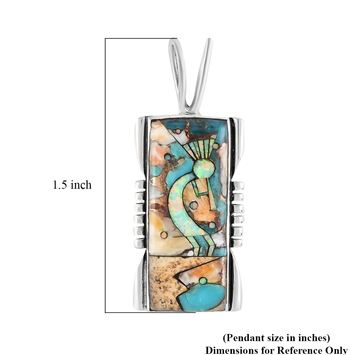 Shop LC Santa Fe Style 925 Sterling Silver Women's Mix Spiny Turquoise & Picture Jasper Kokopelli Pendant Necklace - 1.25 Ct Southwest Jewelry for Birthdays, Gifts & Boho Fashion