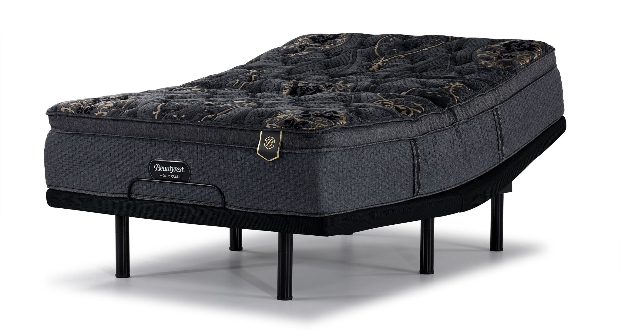 Beautyrest World Class Legacy Medium Firm Queen Mattress with L2 Motion Pro Adjustable Base - Premium Sleep System for Back Pain Relief & Smart Home Bedroom Setup