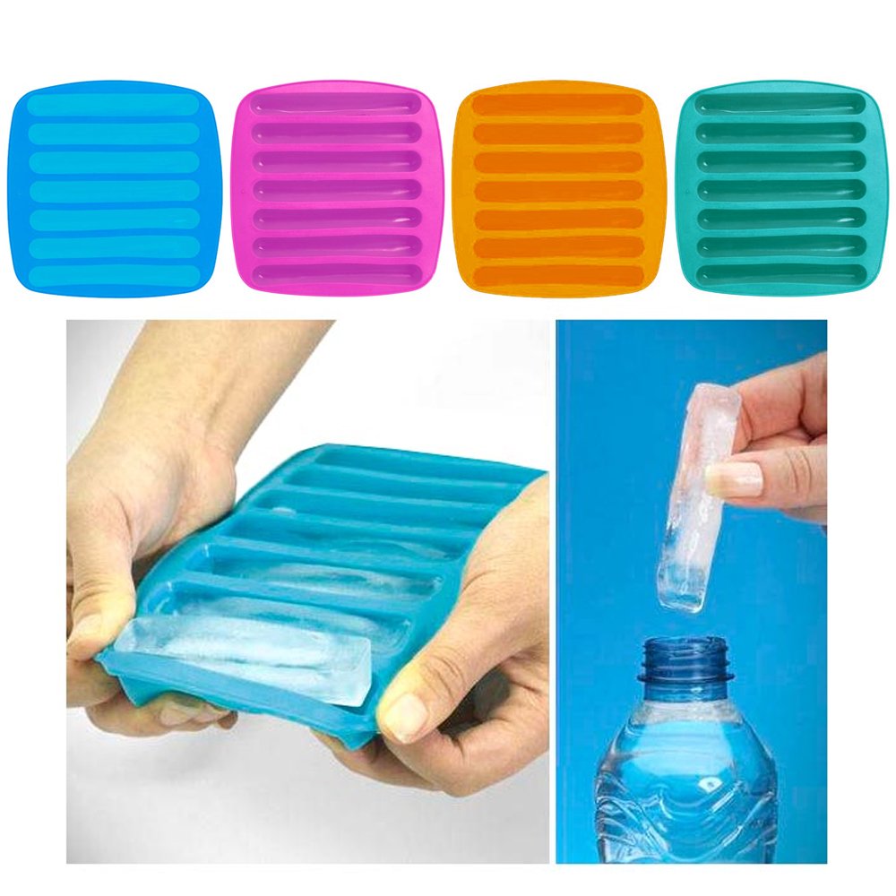 2-Pack Silicone Ice Maker Stick Trays - Reusable Ice Cube Molds for Water Bottles, Sports Drinks & Chocolate - Perfect for Cocktails, Iced Coffee & Party Beverages