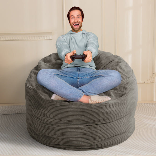 MAXYOYO Giant Bean Bag Bed - Corduroy Convertible Chair & Floor Mattress for Adults | Comfortable Lounge Chair & Guest Bed for Living Room, Bedroom & Dorm