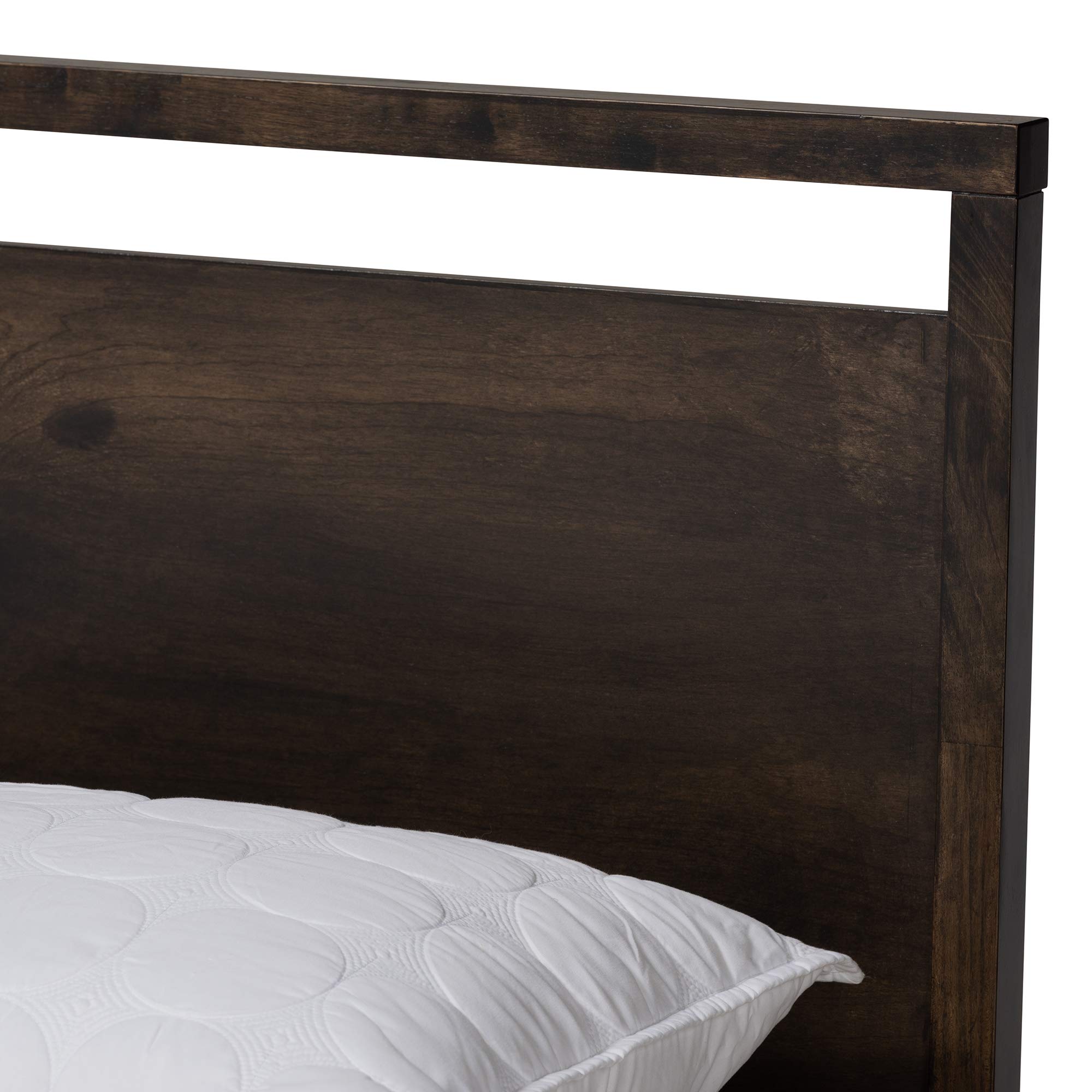 Baxton Studio Queen Size Bed Frame with Headboard - Modern Brown Wooden Platform Bed for Bedroom - Perfect for Master Bedroom, Guest Room & Apartment