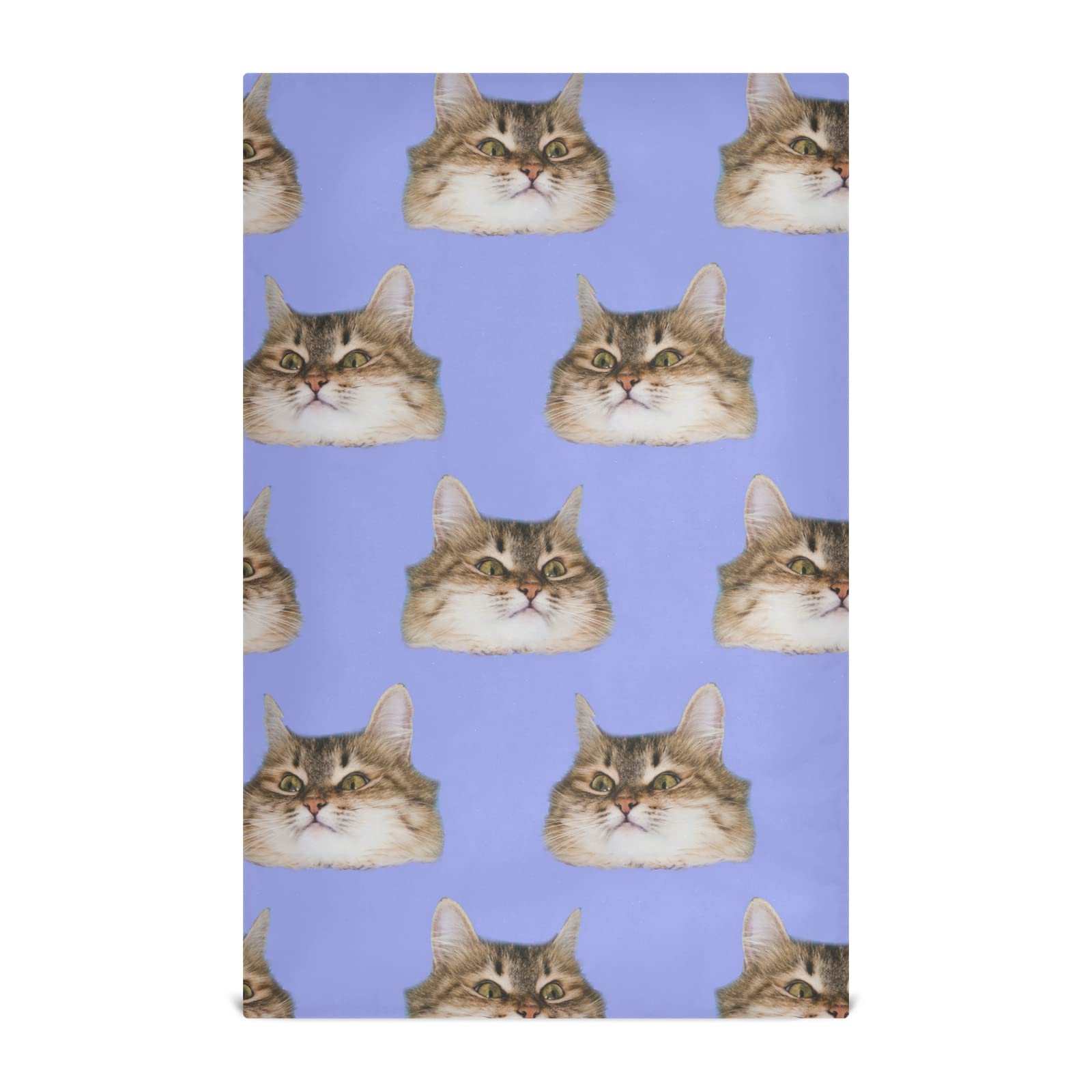 6-Pack Blue Seamless Cat Pattern Polyester Kitchen Dish Towels - Waffle Weave Dishcloths, Hemmed Napkins & Tea Towels with Hanging Loops for Kitchen, Dining & Bar Use